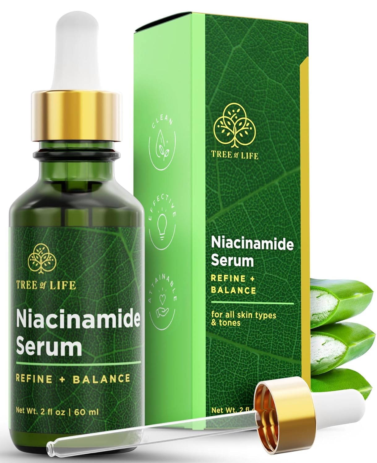 TREE OF LIFE BEAUTY Niacinamide Serum 60 ml - Apariencia de poros - Hidratación profunda - skincare - antioxidantes - Hecho en USA
