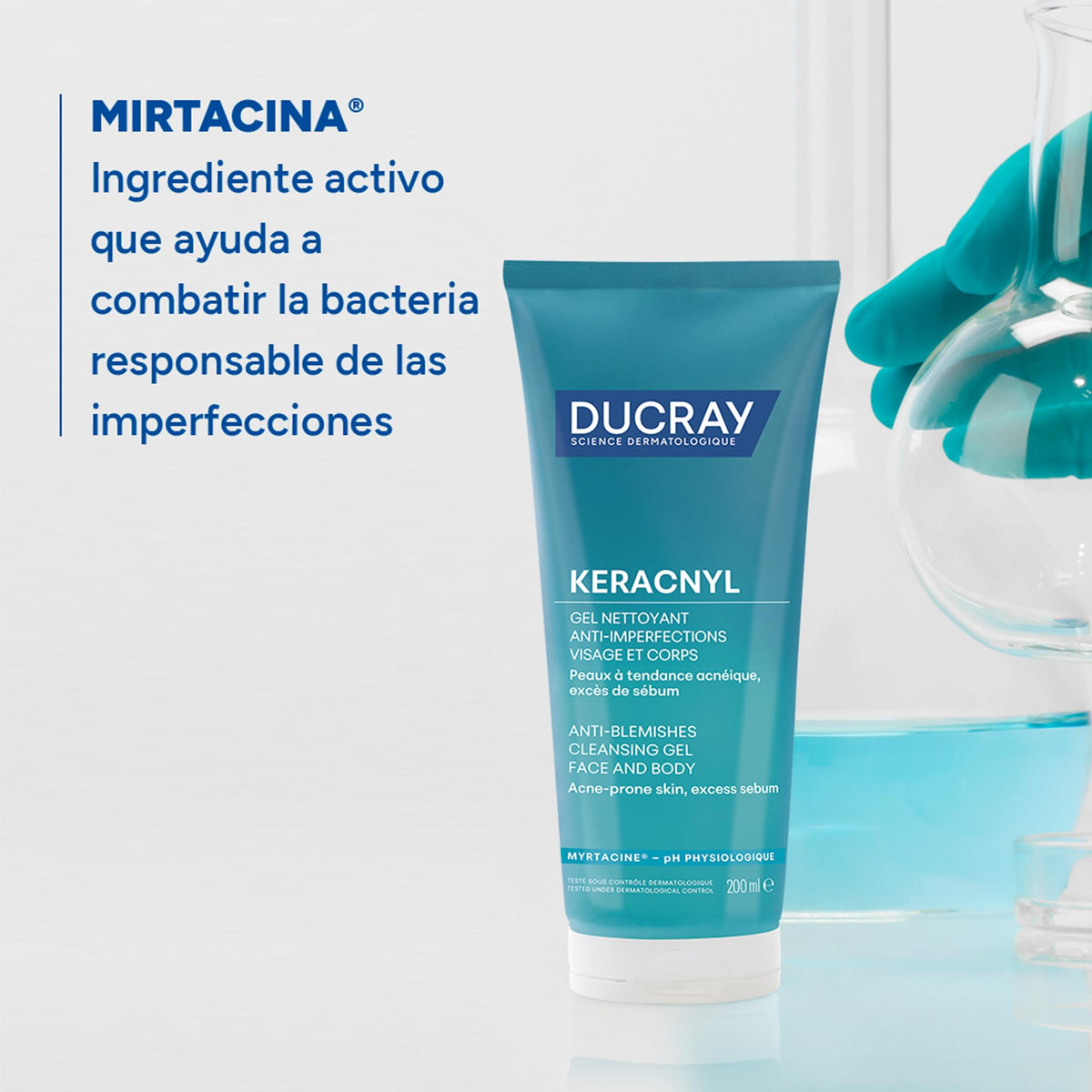 Ducray Keracnyl, Gel Espumoso Limpiador Facial, 200ml