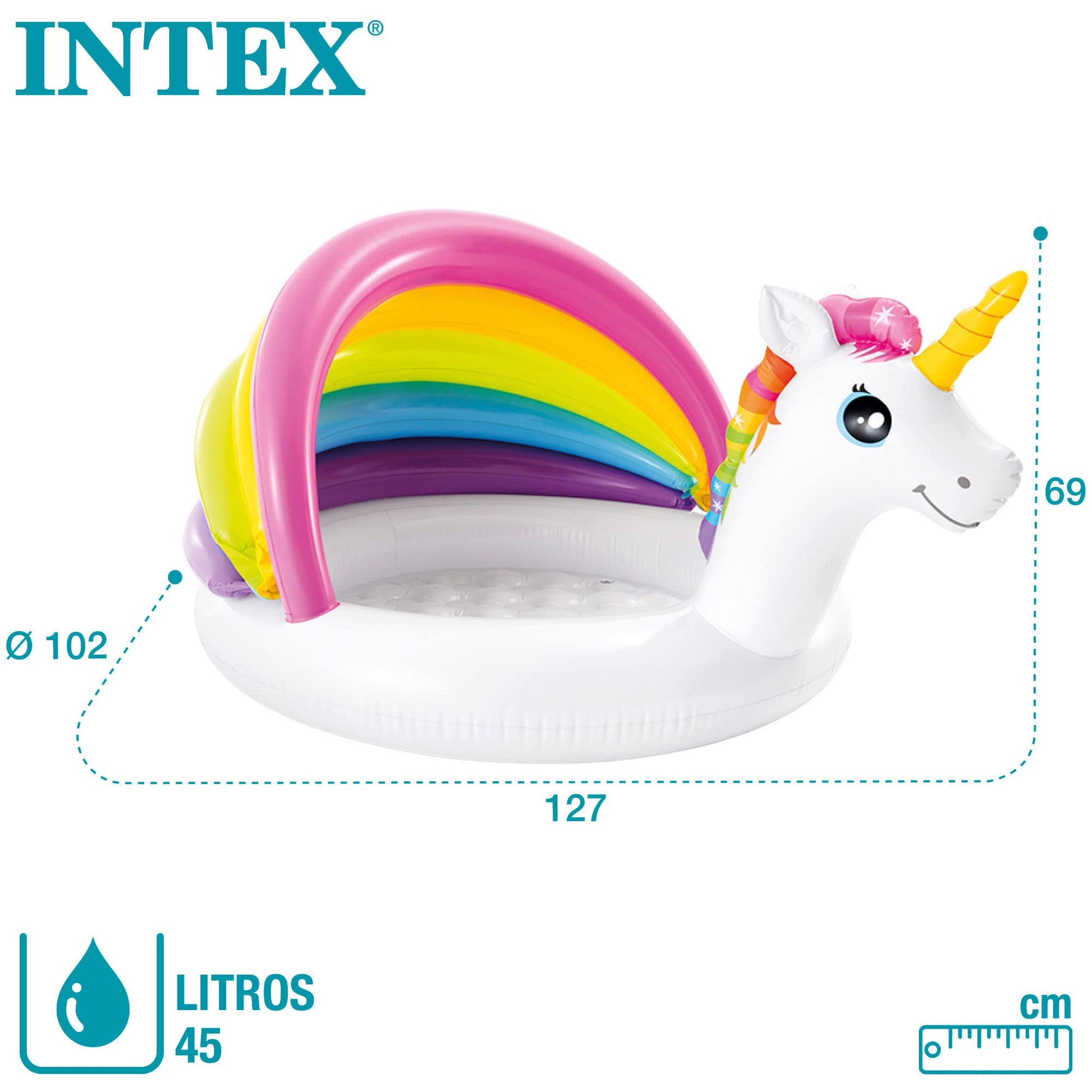 Intex 77925 Alberca 57113 Unicornio p/Bebe de 1.27mts x 1.02mts x 69cm