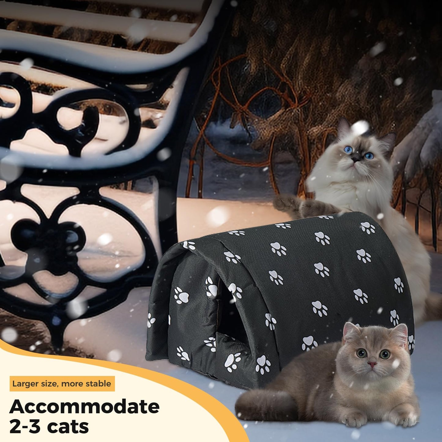 QAVILFLY Casa para gatos al aire libre, resistente a la intemperie, plegable, refugio para gatos callejeros