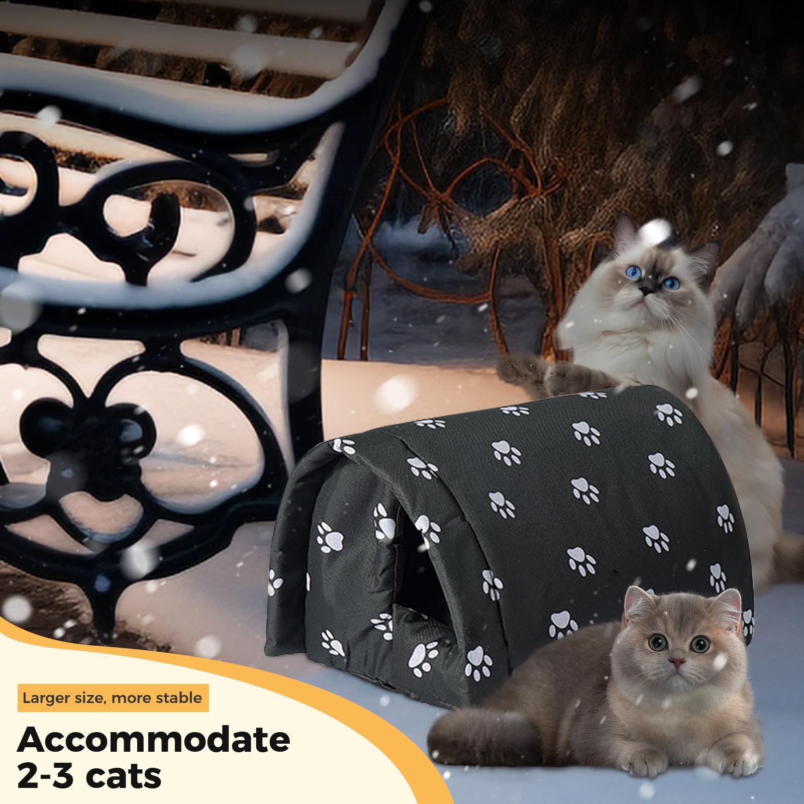 QAVILFLY Casa para gatos al aire libre, resistente a la intemperie, plegable, refugio para gatos callejeros