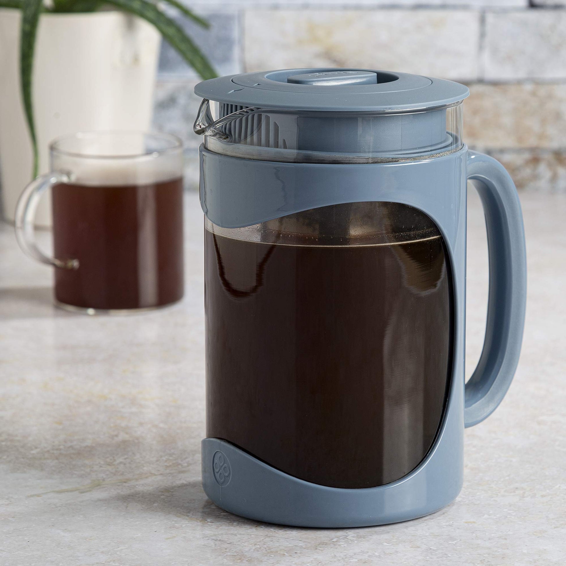 Cafetera Helada Primula Burke Azul con Mango de Agarre Cómodo y Jarra de Vidrio para 6 Tazas
