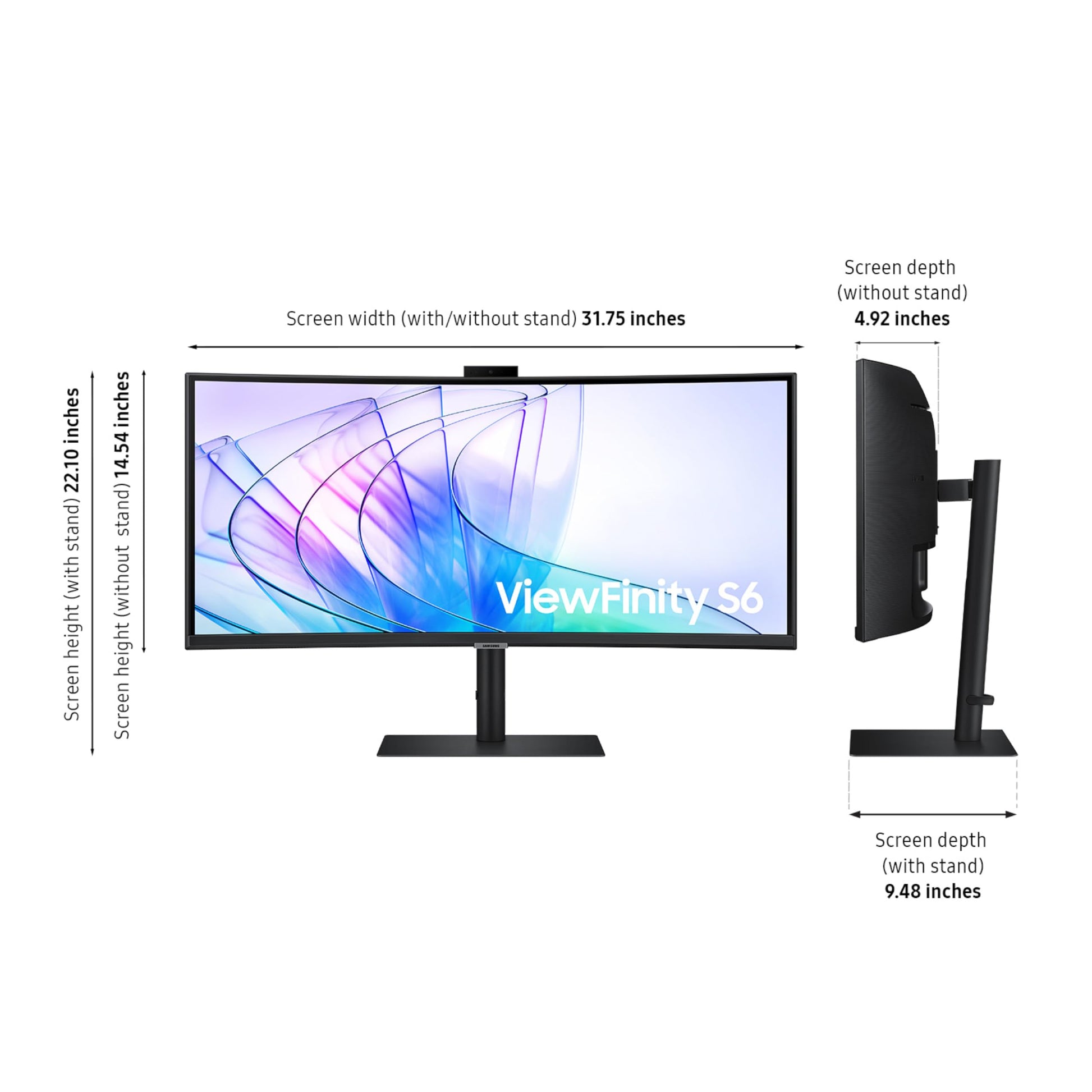 SAMSUNG Monitor de computadora curvado ViewFinity S65VC Series Ultra-WQHD de 34 pulgadas, 100Hz, AMD FreeSync, HDR10, USB-C, altavoz incorporado, cámara, interruptor KVM, cuidado de los ojos, embalaje