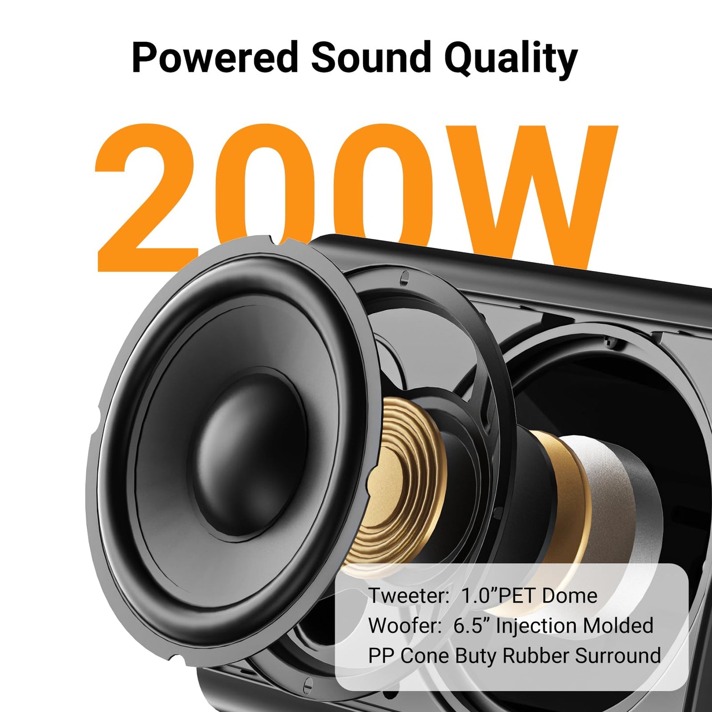 STUDIOFINIX Altavoces Bluetooth de 6,5 Pulgadas y 400 vatios para Interior/Exterior Altavoces de Montaje en Pared Resistentes al Agua y a la Intemperie para el Patio, el Garaje y la casa (Negro)