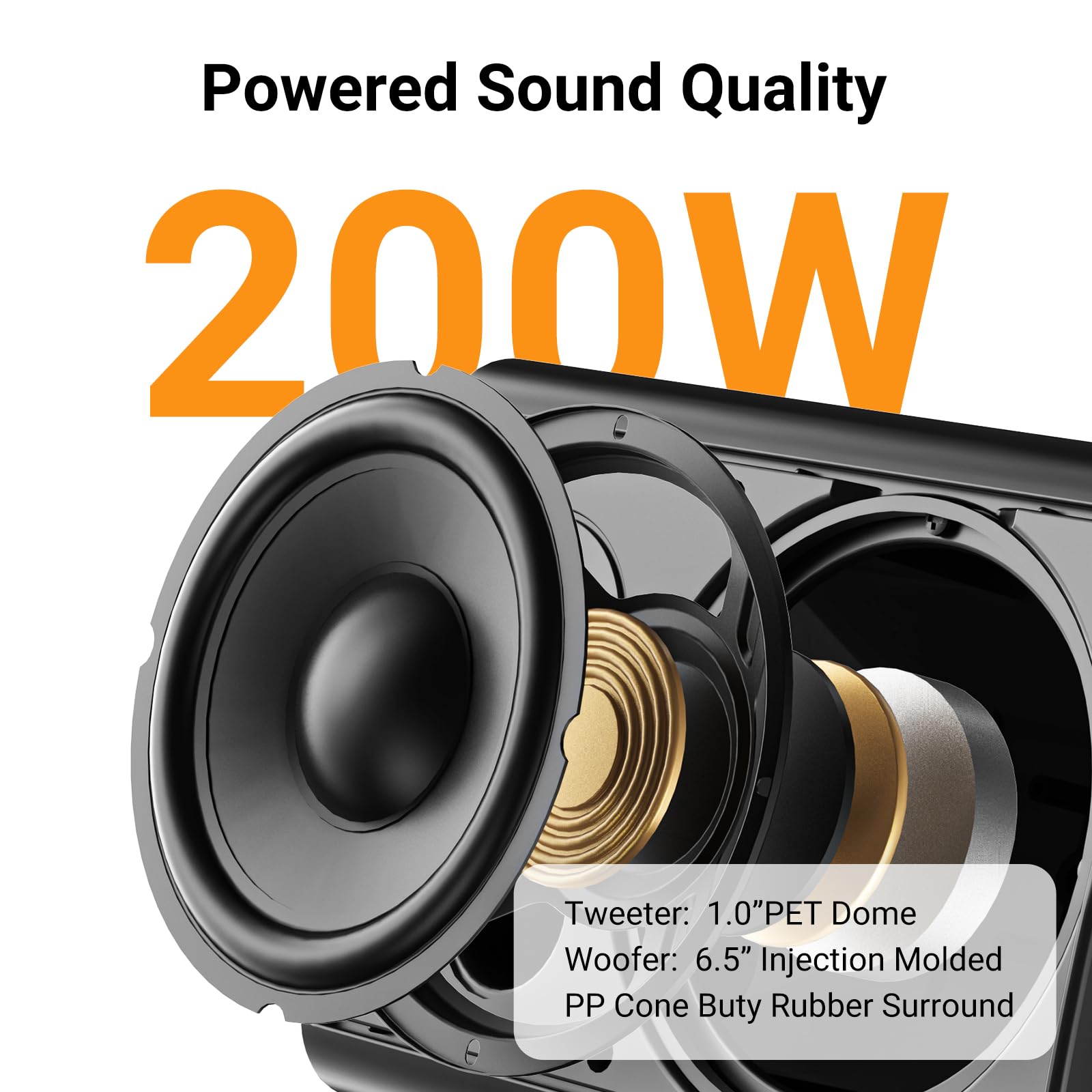 STUDIOFINIX Altavoces Bluetooth de 6,5 Pulgadas y 400 vatios para Interior/Exterior Altavoces de Montaje en Pared Resistentes al Agua y a la Intemperie para el Patio, el Garaje y la casa (Negro)