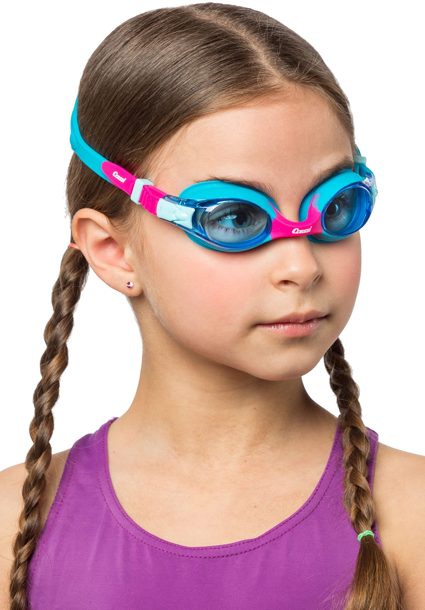 Cressi Dolphin 2.0, Azure/Rosado, Clear Lens, Goggles De Natación Juventud Unisex, Talla Única