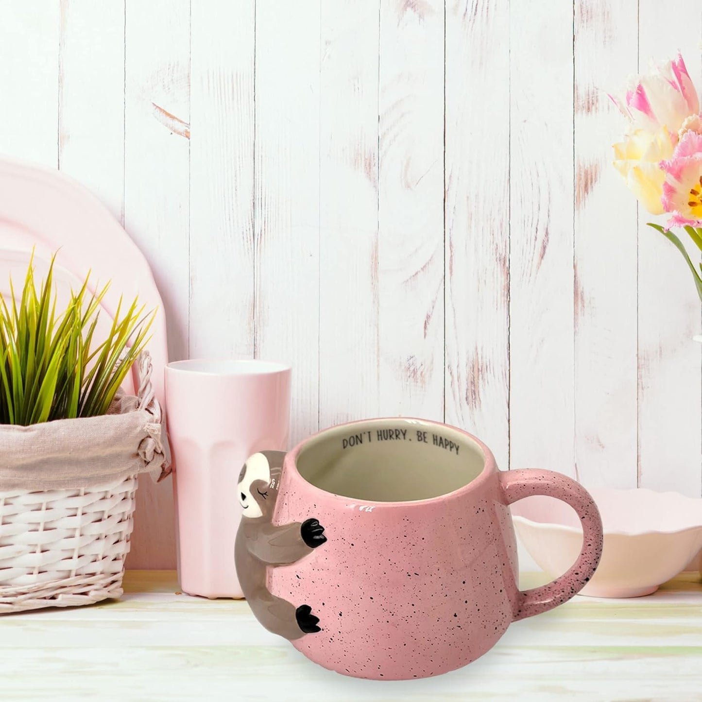 Tazas de Café de Cerámica VOTUM Blanca con Diseño Animal Hecha a Mano