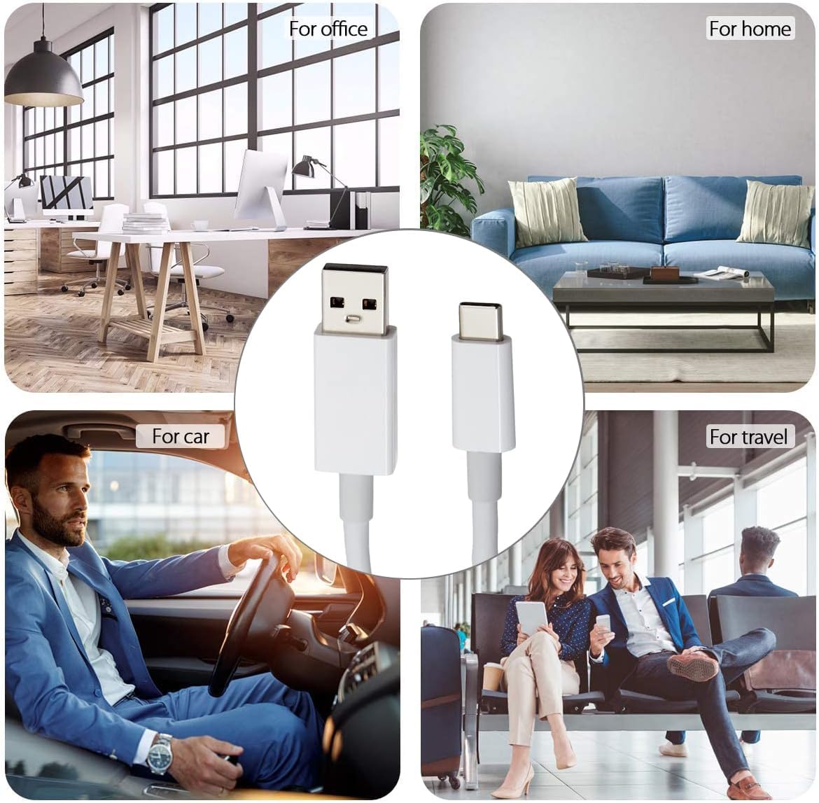 Cargador rápido con cable USB tipo C de 2 m y adaptador OTG para Samsung Galaxy S9/S9 Plus/S8/S8 Plus/S10/S10e/S10 Plus/Note 8/Note 9/Note 10/A02s/A13/A03s/A21/A30/A32/A33/A51/A52/A53/A53/A7/S2/S20/21