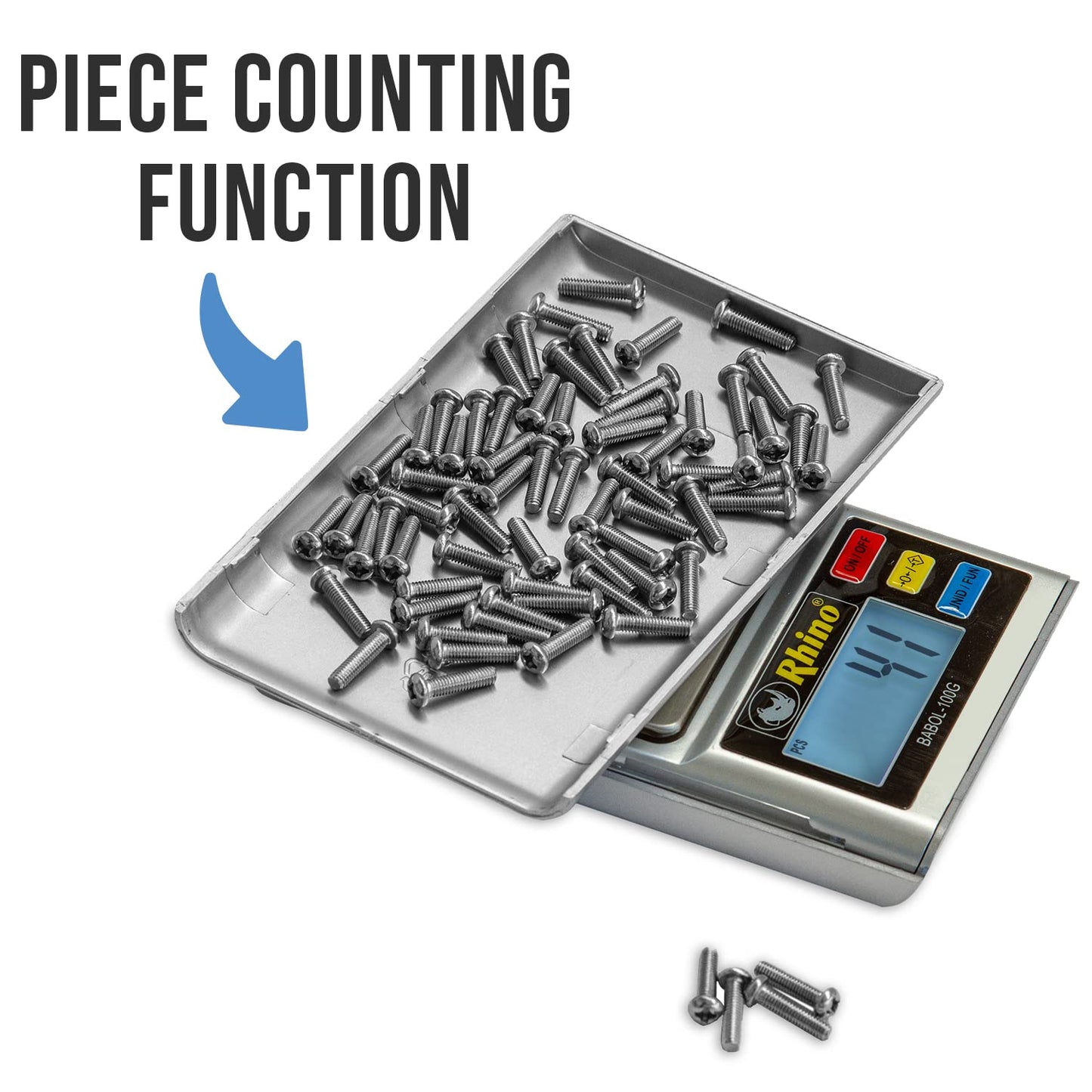 Báscula de Precisión RHINO Acero Inoxidable con Función de Conteo de Piezas y Diseño Compacto