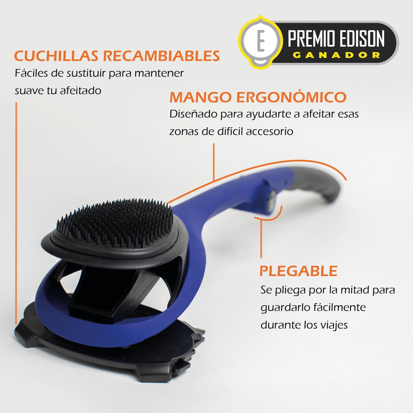 baKblade 2.0 PLUS - Afeitadora de espalda para hombre (bricolaje), mango ergonómico, afeitado húmedo o seco (cuchillas adicionales incluidas)