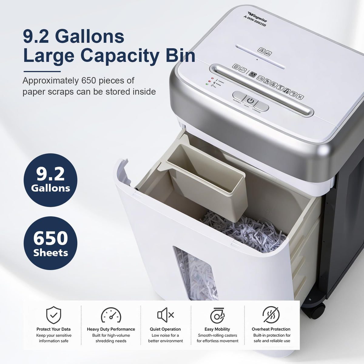 Trituradora de Papel Wingwise Resistente 25 Hojas para Oficina en Casa
