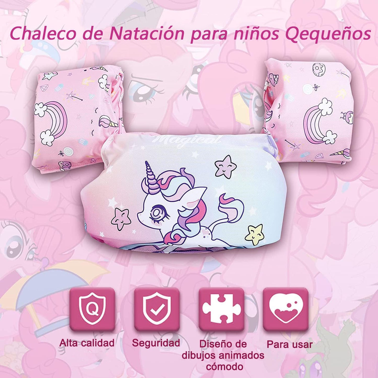 MADELALU Chaleco Salvavidas para Niños de 2 a 6 Años, Chaleco Salvavidas, Seguridad y Doble Cierre para Piscina, Parque Acuático, Lago y Playa