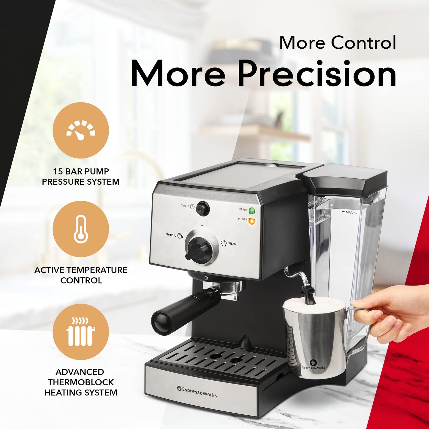 Máquina de Espresso y Cappuccino Barista Empaque Completo EspressoWorks Acero Inoxidable