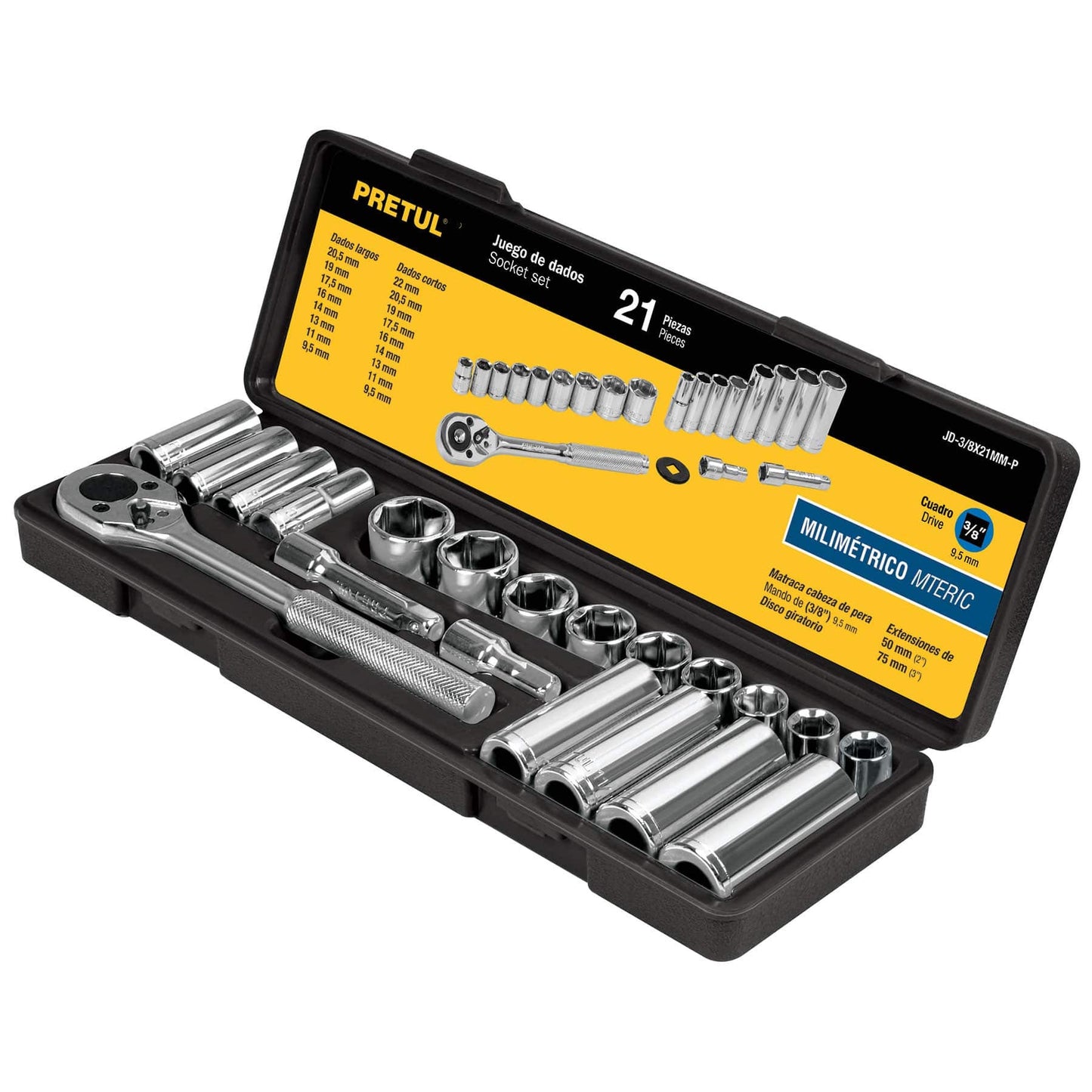 Juego de Autoclé Pretul 21 Piezas 3/8" mm