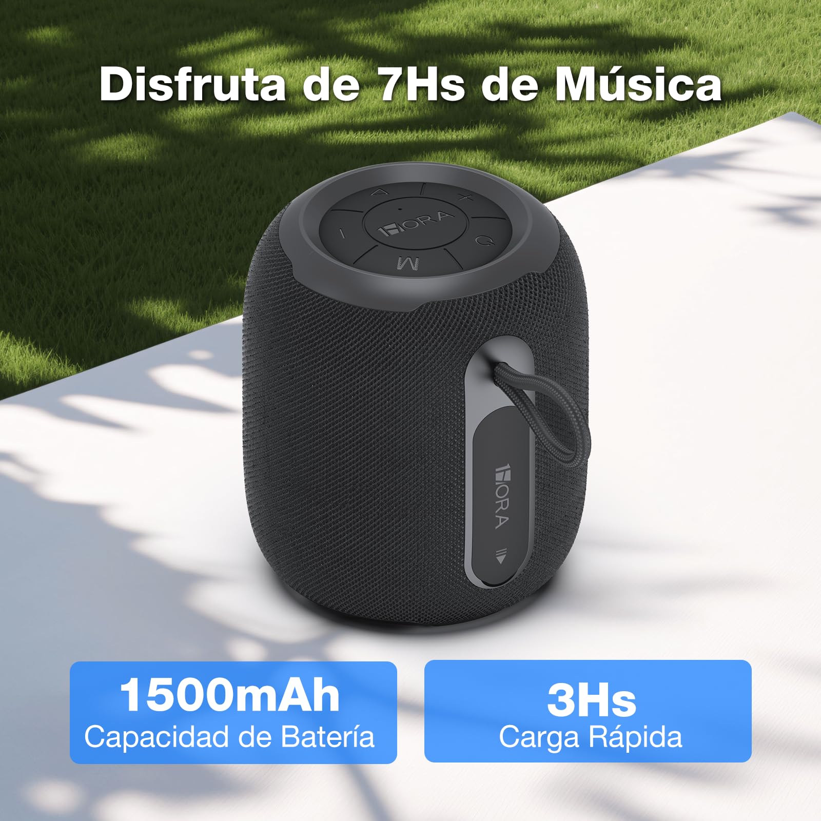 Bocina Bluetooth 5.3 5W Mini Portátil Negro con Radio FM y Función AUX/USB/TF