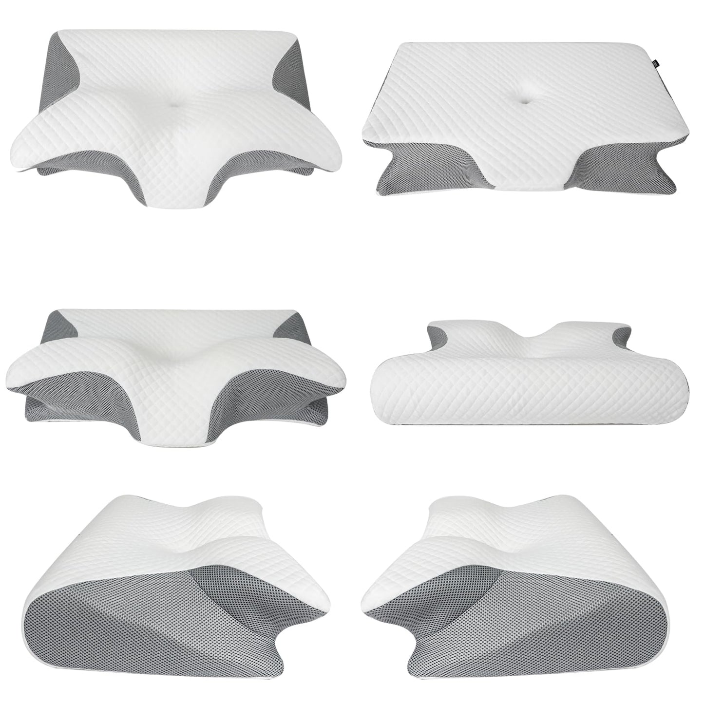 HOMCA Almohada Cervical de Espuma con Memoria, 2 en 1 Almohada Ortopédica de Contorno Ergonómico para el Dolor de Cuello, Almohadas de Soporte Contorneadas para Dormidores de Lado Espalda Estómago
