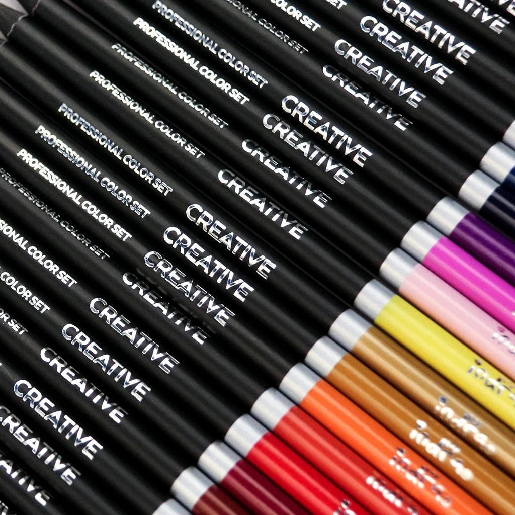 IND-0276 Professional Color Set Indra 24 Lápices Diferentes Colores +4 Adicionales Bicolores Colores Metálicos Neón Sacapuntas Incluido Cuerpo Redondo Madera Negra