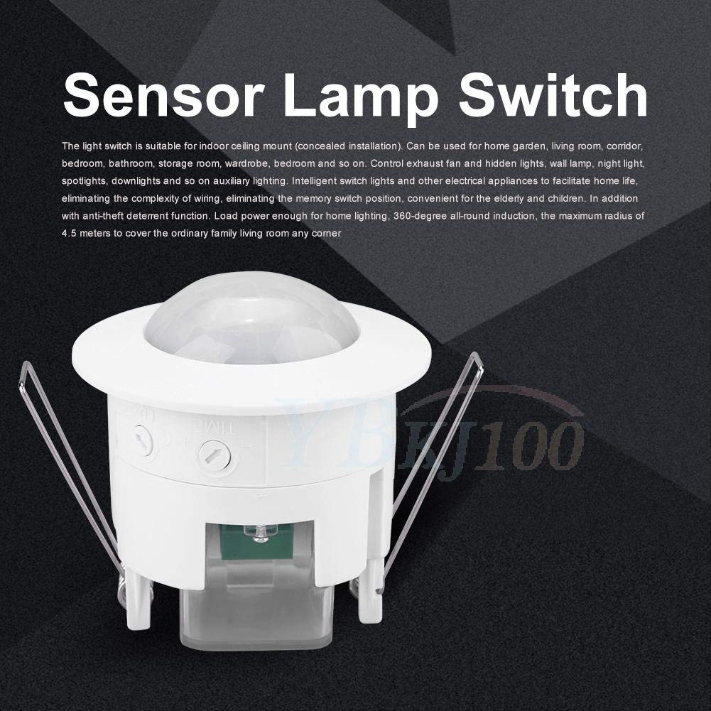 Interruptor de Sensor Infrarrojo PIR Yosooo Blanco Montado en el Techo de 360 Grados