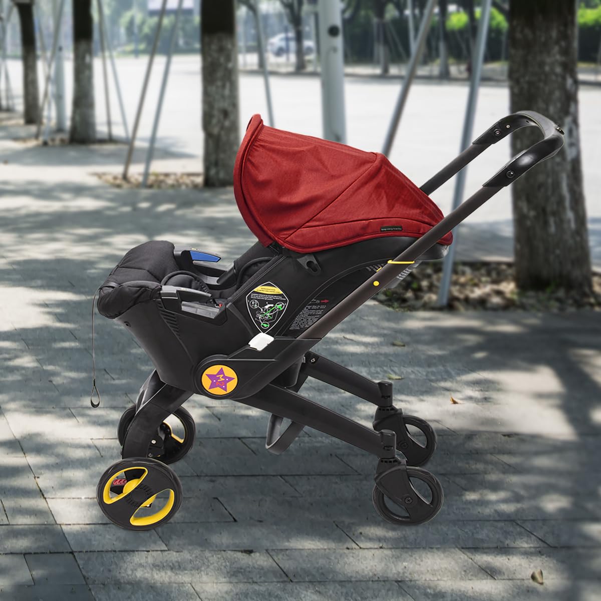 Carriola Plegable 3 en 1 Convertible FlexiTraveller | Carriola Demostable Asiento De Bebe Para Carro | Multifuncional Portatil, Ligera Y Compacta (Rojo)
