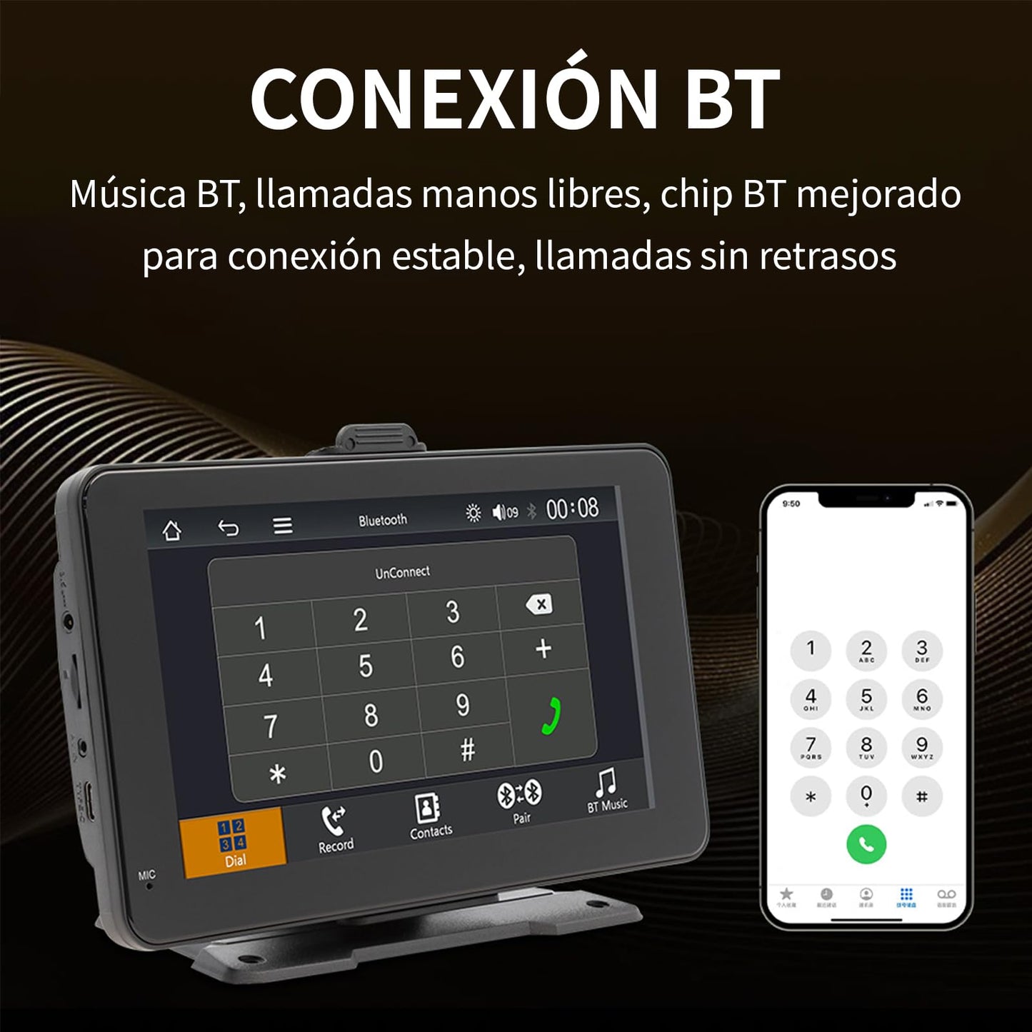 FINYQBET Autoestéreo para Carro con Pantalla Táctil de 7 Pulgadas, Compatible con Apple CarPlay y Android Auto, Bluetooth 5.0, Radio Am/FM, Soporte para Cámara de Respaldo y Grabación de Video