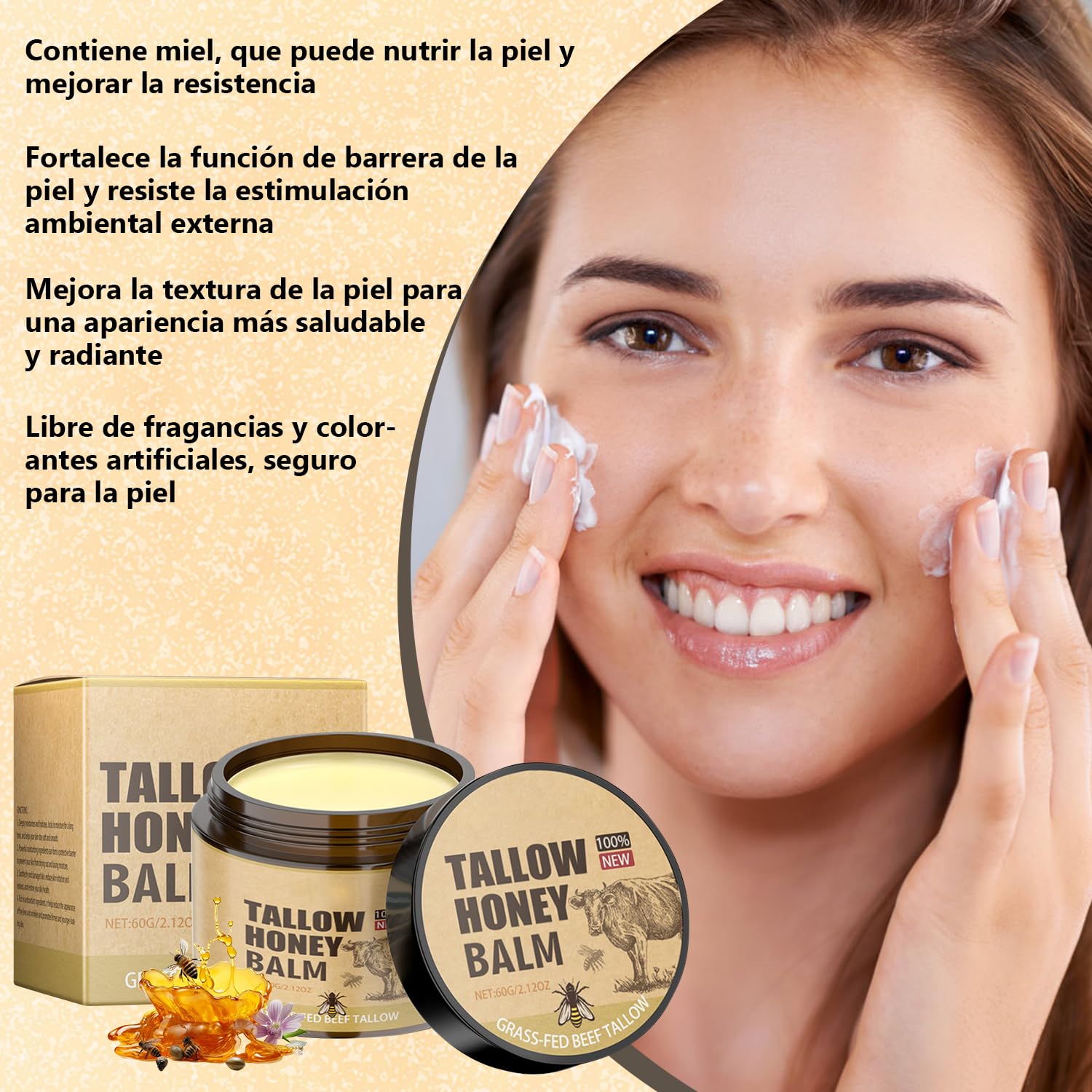 Bálsamo de miel de sebo y crema hidratante facial de mantequilla - Nutrición para rostro y cuerpo - 2 piezas