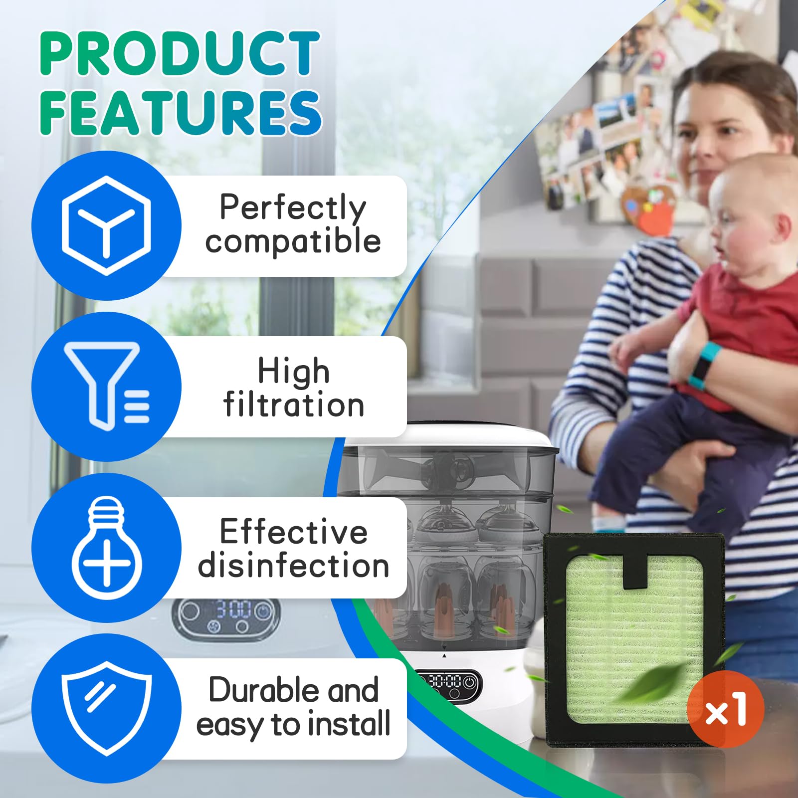 Filtro HEPA de Repuesto Brezza para Secador de Biberones Avanzado de Bebé