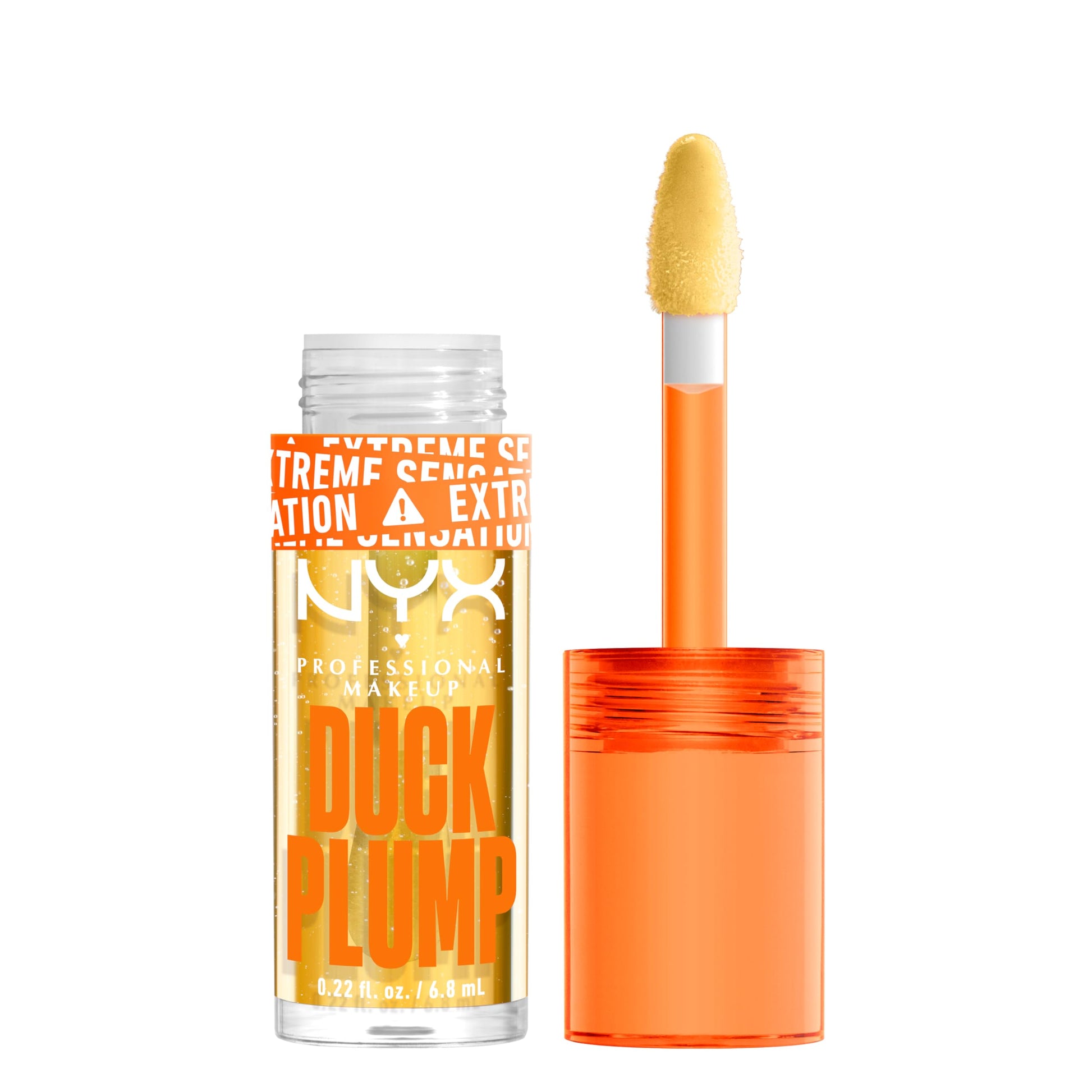 NYX Professional Makeup, Duck Plump, 7ml. Tono: Clearly Spicy (transparente). Brillo labial voluminizador con efecto plumping para un volumen instantáneo. Gloss infusionado con jengibre picante para un volumen visible y de larga duración. Fórmula vegana.
