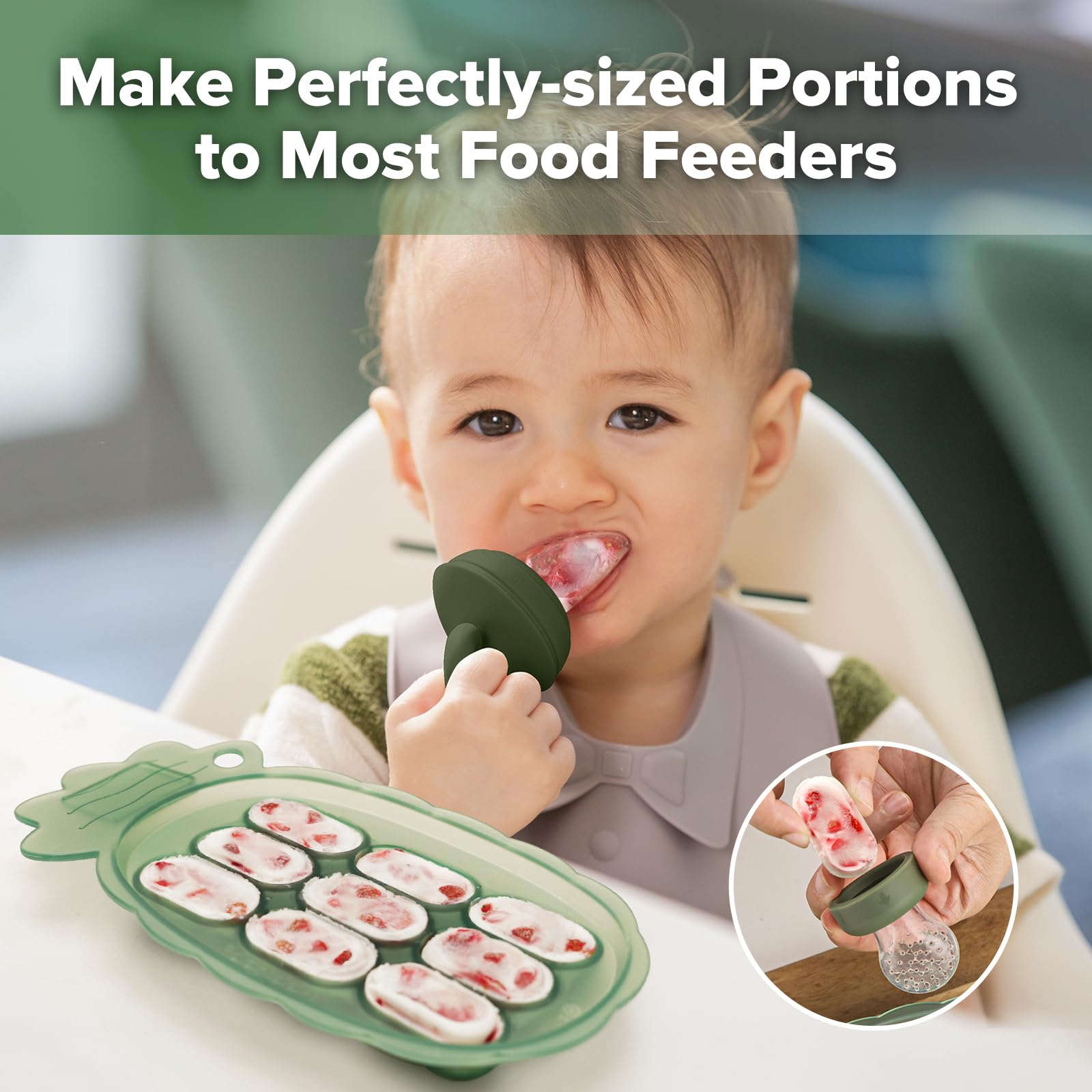haakaa Bandeja de silicona para morder Haakaa - Molde para paletas de dentición de leche materna - Bandeja para morder con alimento para bebés - Máquina para hacer papillas - Bandeja para cubitos de h