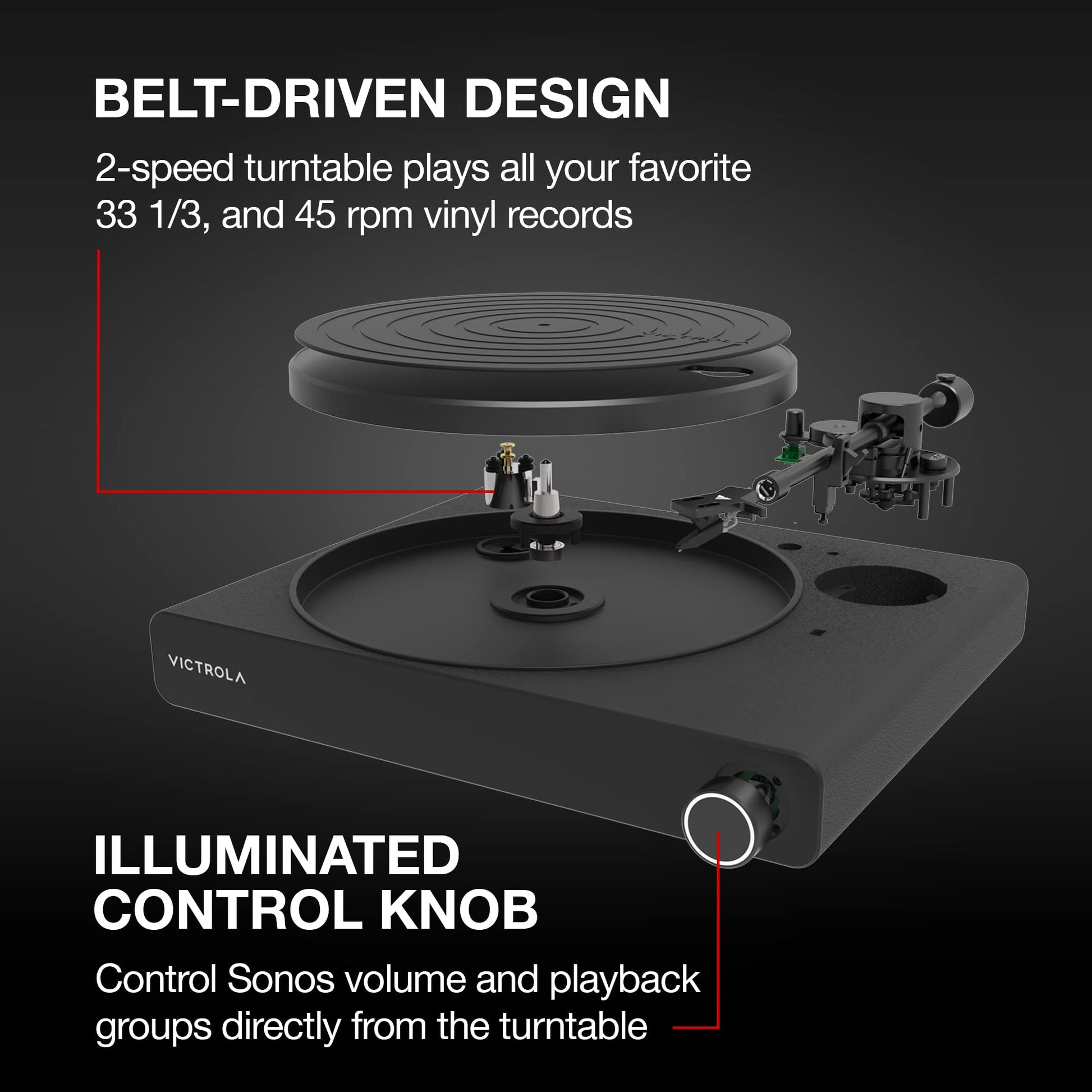 Tocadiscos Victrola Stream Onyx Negro con Bluetooth y Wi-Fi Streaming