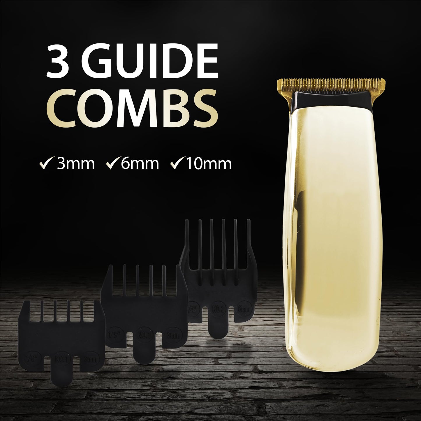 Cutting Edge-Recortadora de batería para hombres, recortadora compacta hipoalergénica con 3 peines guía (3 mm, 6 mm, 10 mm), cuchillas autoafilables, sin golpes ni irritaciones, requerida
