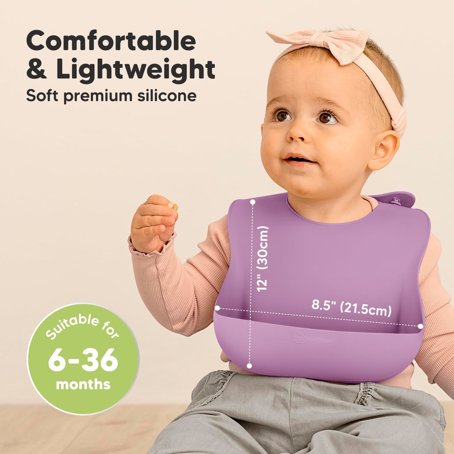 KeaBabies - Paquete de 2 baberos de silicona para bebés, baberos de silicona para comer, baberos de silicona pura de grado alimenticio, baberos para niños pequeños, baberos impermeables, baberos de