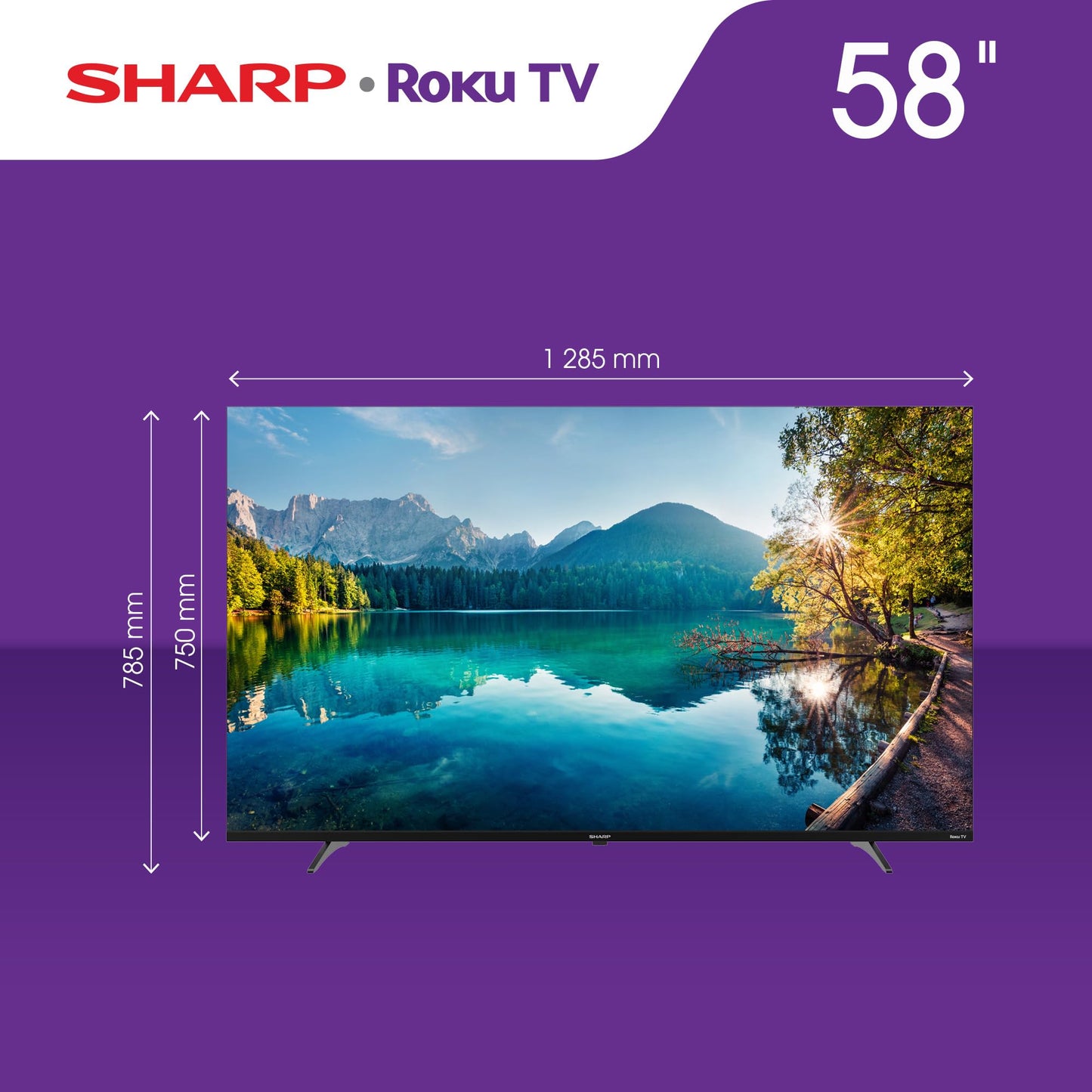 Sharp Frameless 4K Ultra HD TV de 60" - Roku TV con WiFi