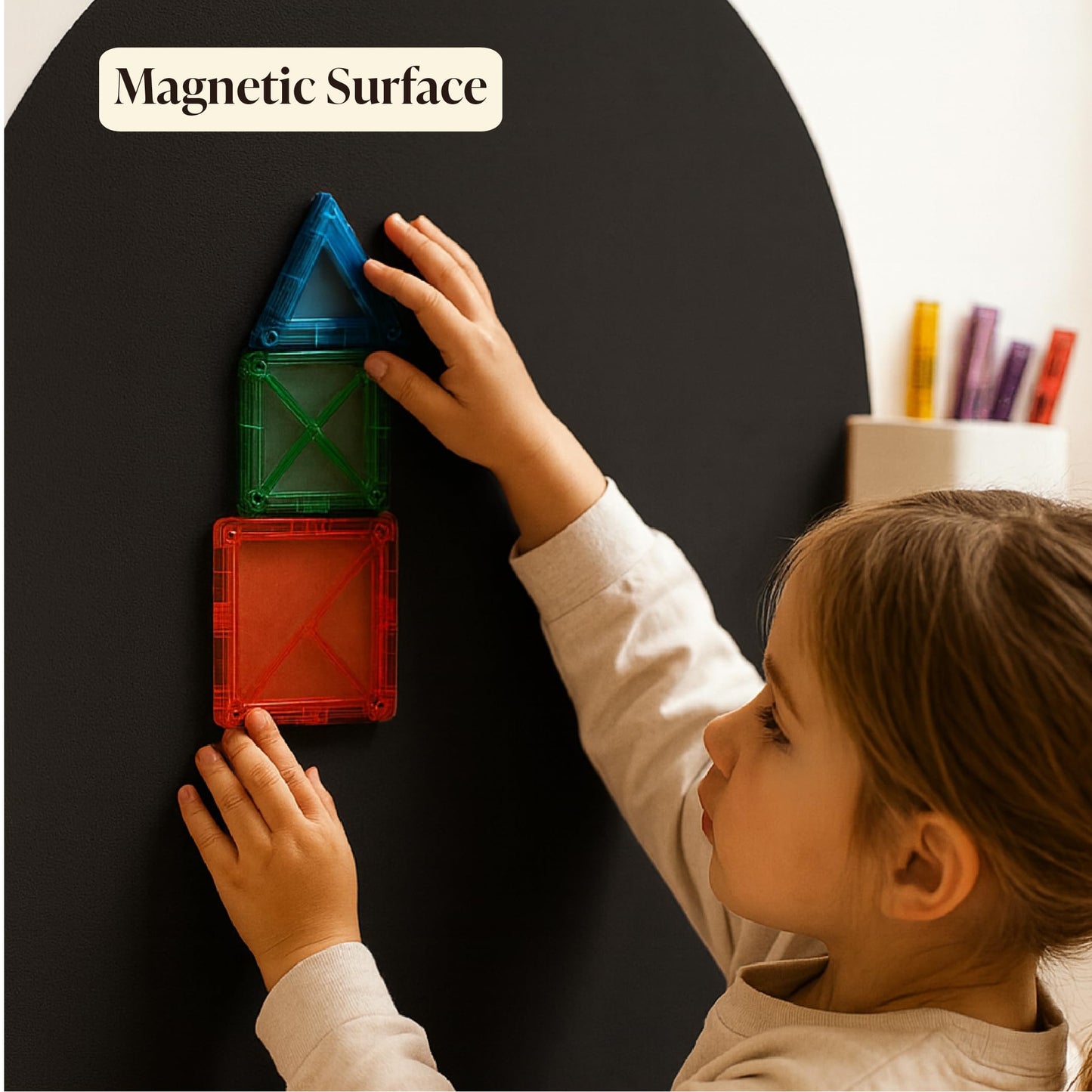 Orelle MagicWall | Calcomanía de arco magnético para pared – Reposicionable y amigable para inquilinos | Adhesivo de pared magnético tipo despegar y pegar, pizarrón | Esenciales para sala de juegos |