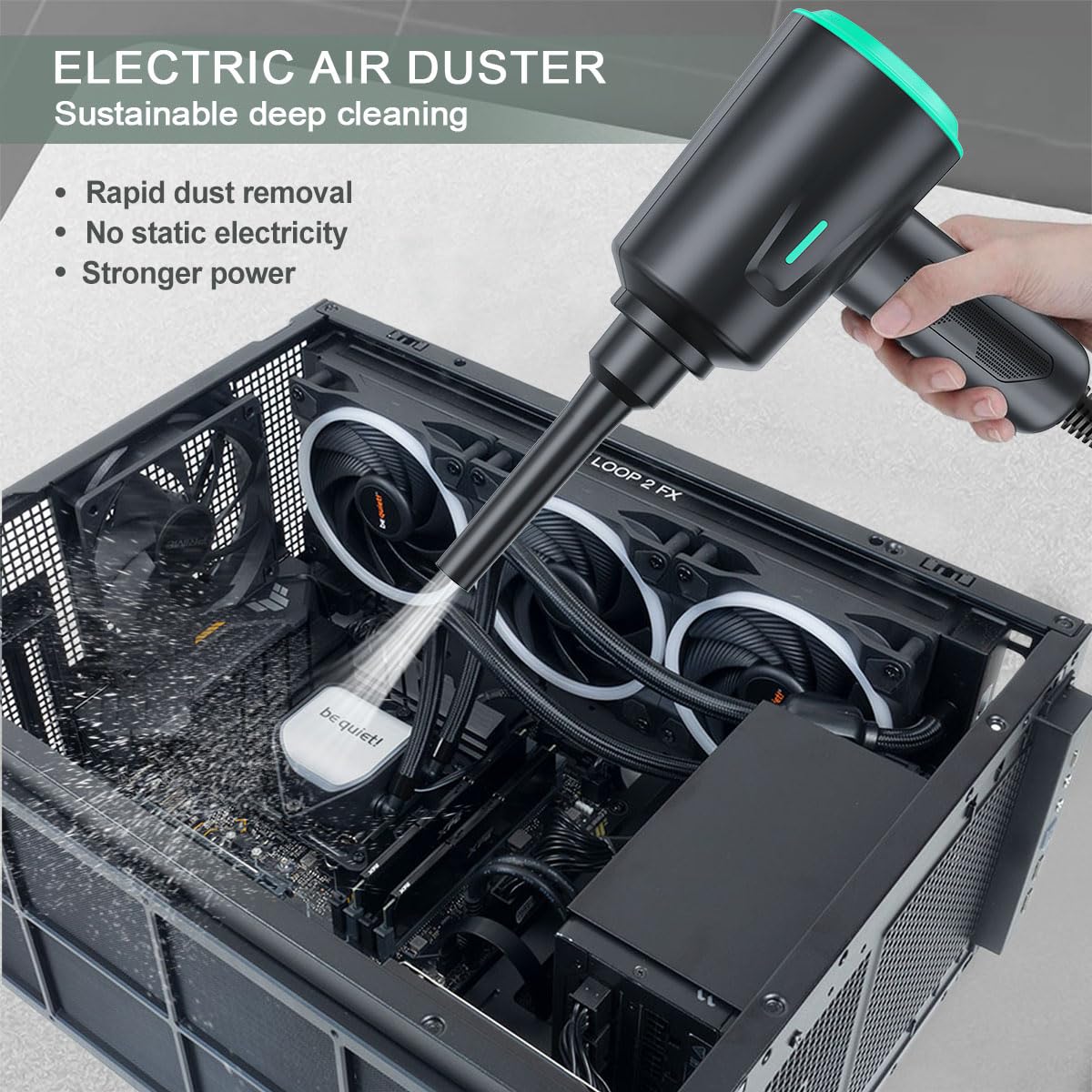 Meudeen Air Duster - Soplador de aire eléctrico - Limpieza de alta potencia de 6.5 oz para computadora - PC - Aire comprimido de 2 engranajes