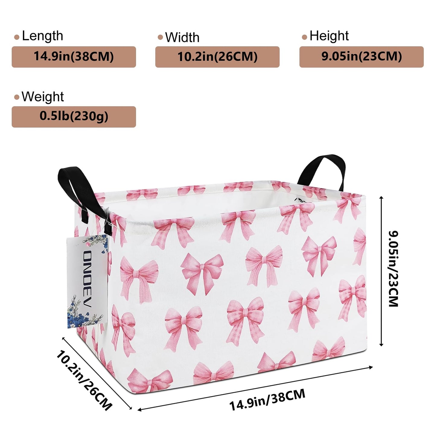 ONOEV - Cesta rectangular de lavandería para niños, cestas de almacenamiento impermeables para niñas, cesta de regalo rosa, adecuada para decoración del hogar, oficina y almacenamiento de juguetes