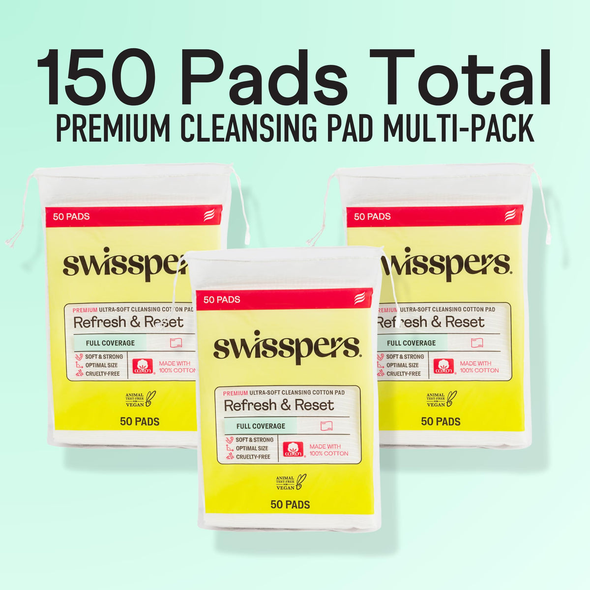 Almohadillas Faciales de Algodón Ultra Suaves Premium Swisspers Blanco Pack de 3