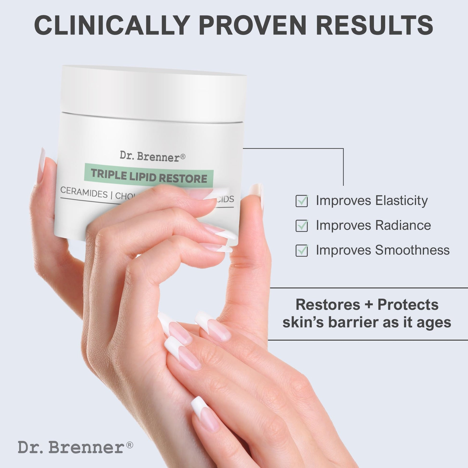 Dr. Brenner- Crema hidratante facial antienvejecimiento Triple Lipid Restore, reafirmante y recuperadora con ceramidas, lípidos y