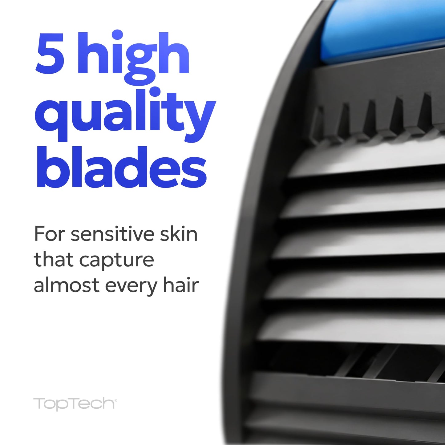 TopTech PRO 5 Rastrillo para Afeitar Hombre Reutilizable - Afeitadora Manual con Cartuchos Reemplazables - Tecnología de 5 Cuchillas - Pack de 17 Unidades (1 Mango + 16 Recambios) - Afeitado Suave y Cuchillas Afiladas - Recambios Económicos