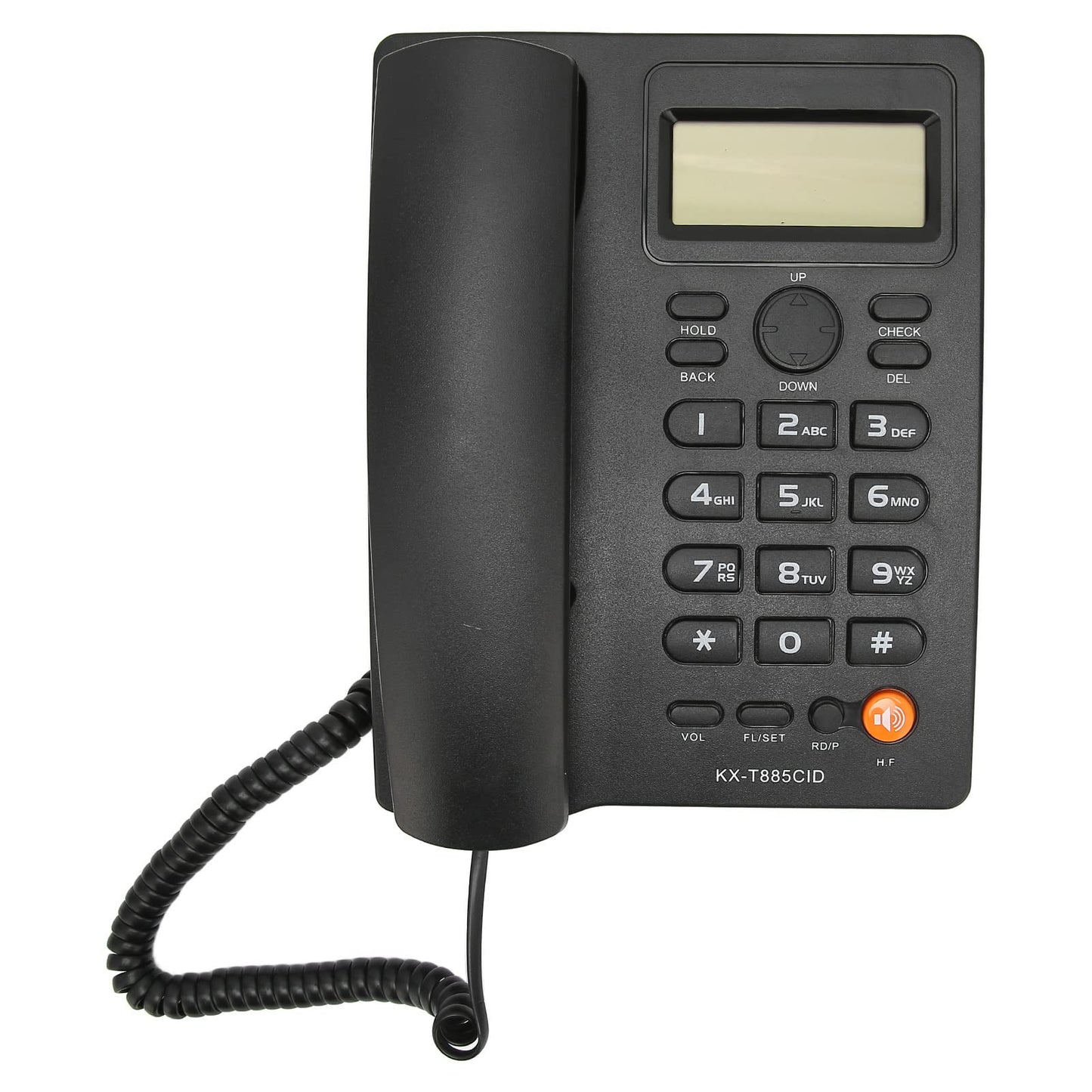Teléfono Fijo, Interfaz Dual Marcación Rápida Teléfono con Cable Función de Silencio de Reducción de Ruido con Auricular para Familia para Hotel para Centro de Llamadas (Black)