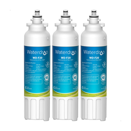 Filtro de Agua para Refrigerador Waterdrop Blanco Certificado NSF 53&42, Compatible con LG LT800P y Kenmore, Pack de 3