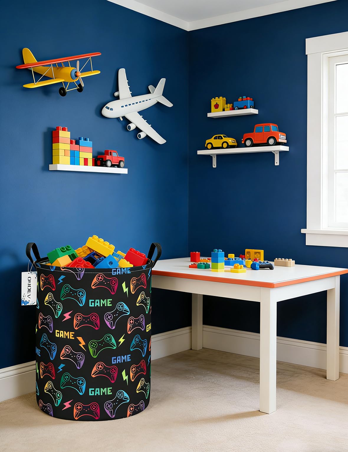 ONOEV - Cesta de almacenamiento con asa redonda plegable para juguetes, contenedor de ropa versátil para niños y niñas (juego)