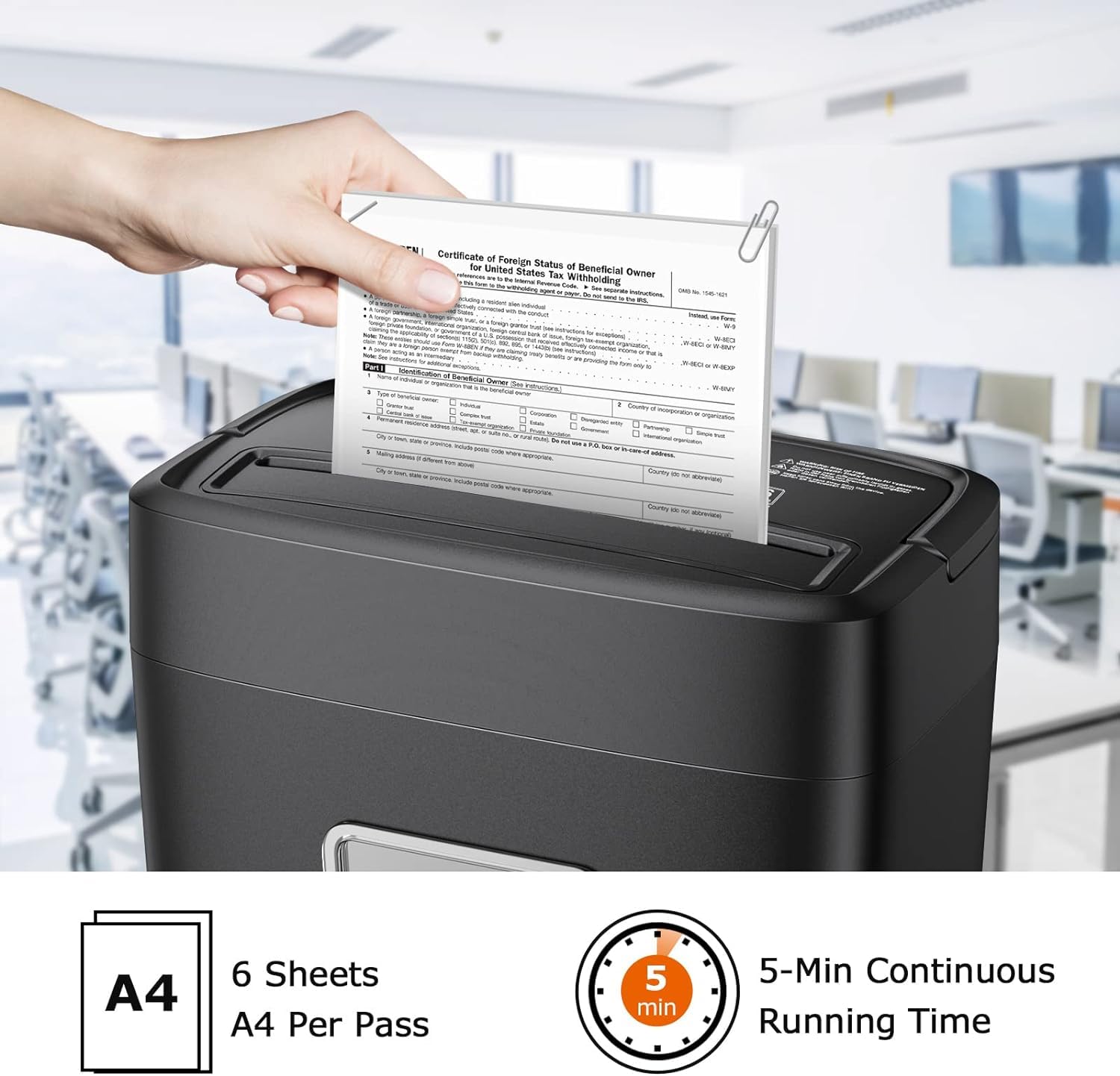 Bonsaii - Trituradora de papel de 6 hojas de alta seguridad, microcorte, tarjetas de crédito, correo, grapas, clips para uso doméstico con contenedor de 4.2 galones (C261-D)