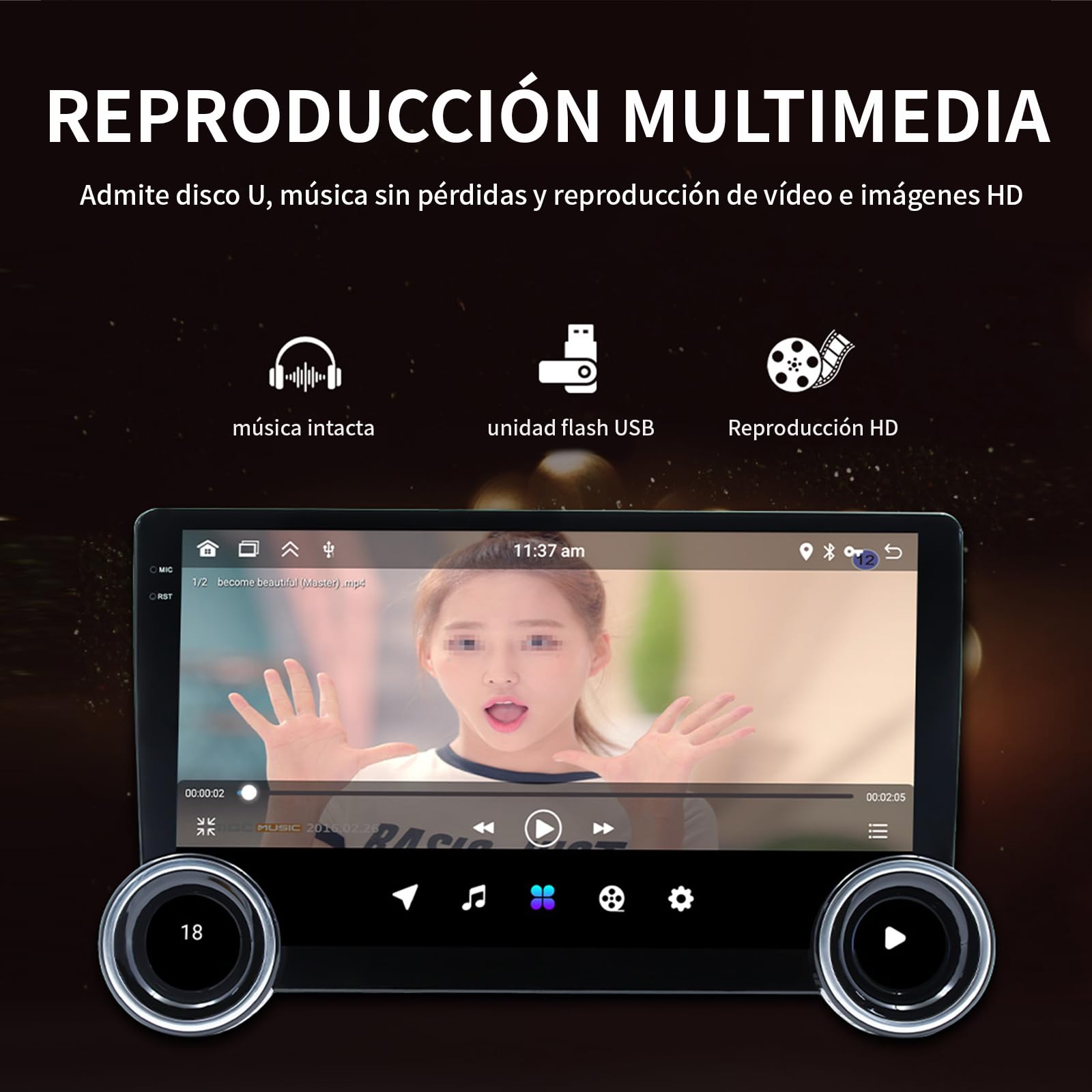 FINYQBET Pantalla Android para Auto de 10.1", Estéreo 2 DIN con CarPlay y Android Auto Inalámbrico, Bluetooth 5.1, GPS y WiFi, Compatible con Cámara de Reversa y Control de Volante