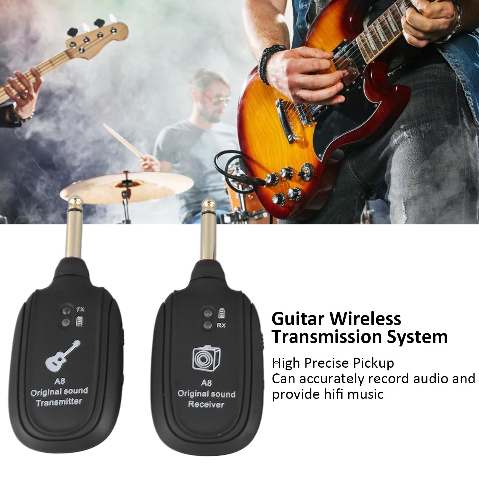 Inalámbrico de Guitarra, Transmisión Inalámbrica de Guitarra de Audio de Guitarra Eléctrica Conjunto de Transmisor y Receptor Inalámbrico