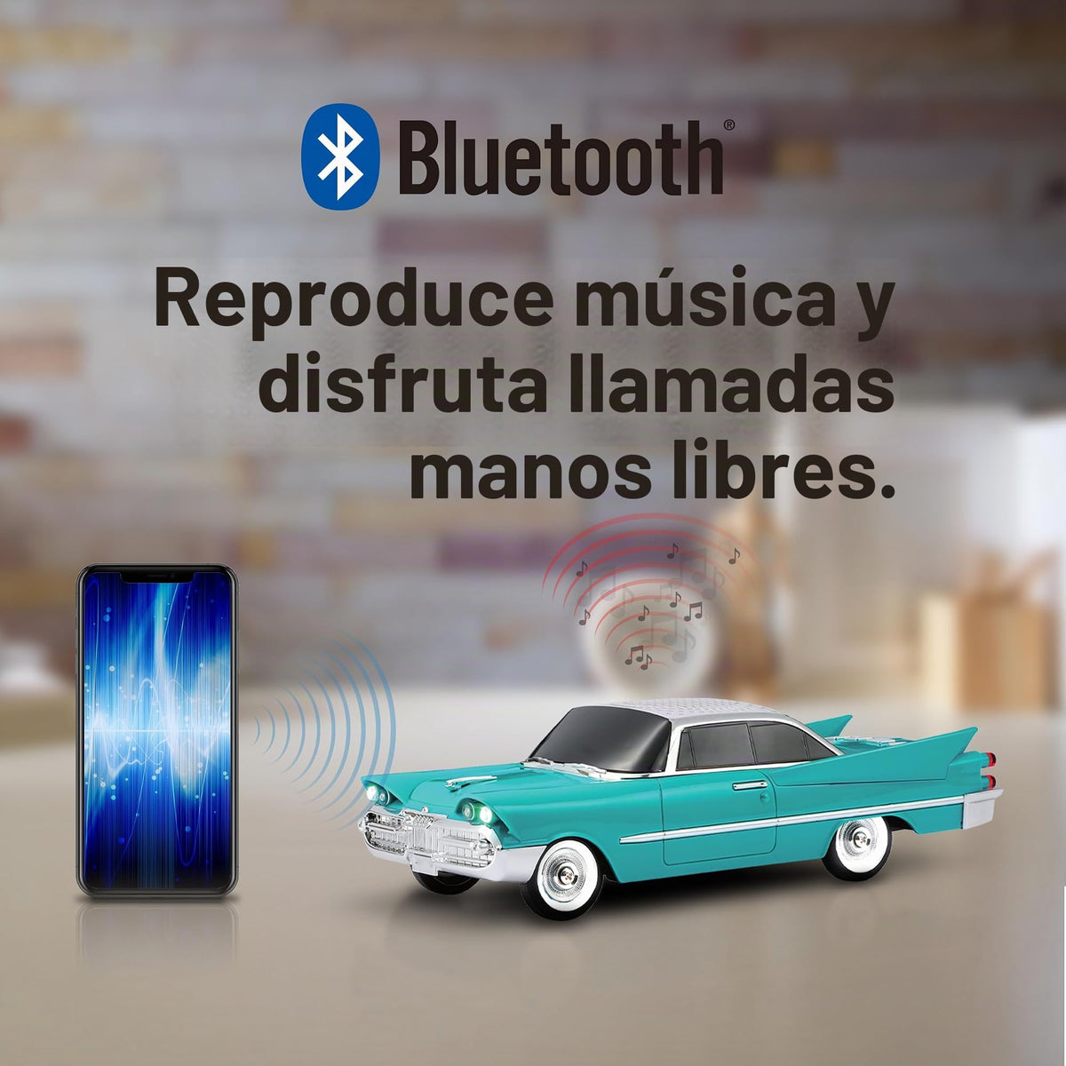 Altavoz Retro QFX Esmeralda con Bluetooth y Luces LED para Coche