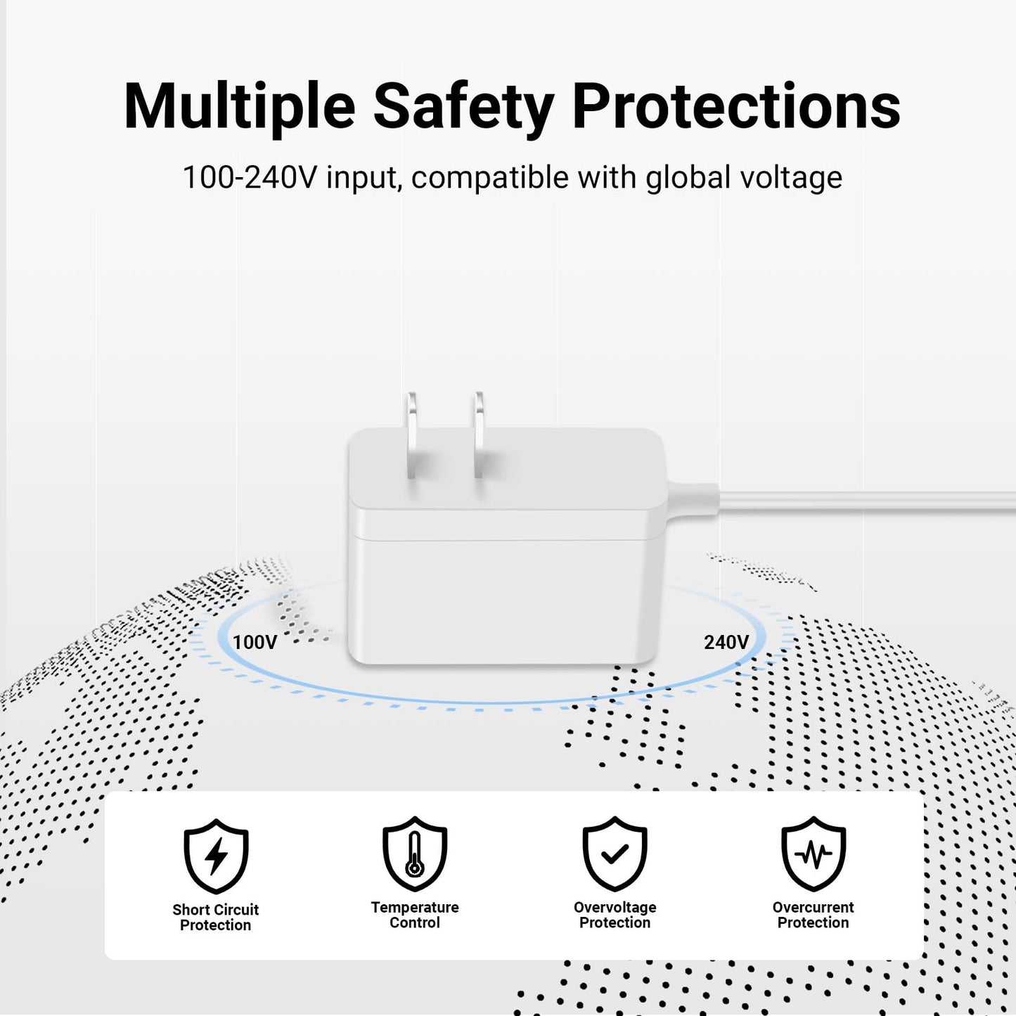 Cable de alimentación compatible con cámara de seguridad inteligente Kasa EC70 EC71 KC410s Pan/Tilt para TP-Link Tapo C100 C200 C310 TC60 TC70 Monitor de bebé y mascota Adaptador de CA de 9 V