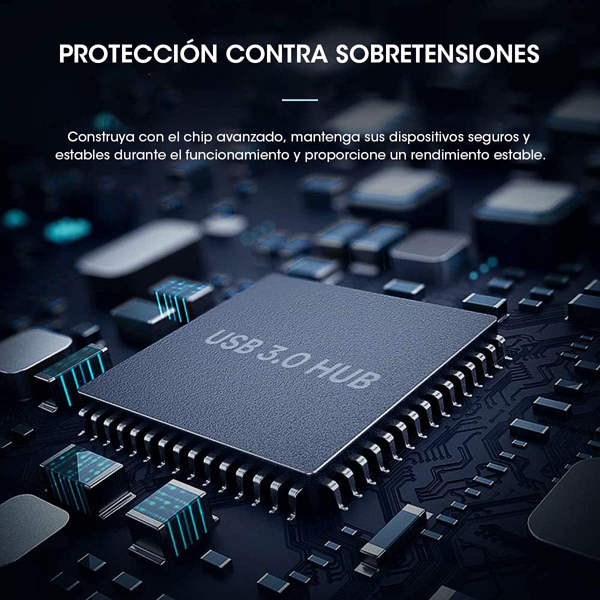 Hub USB 3.0 Sendowtek Negro SuperSpeed 5Gbps 4 Puertos para Multi Splitter Universal Compatible con Macbook, PC, PS4, Xbox, Memoria