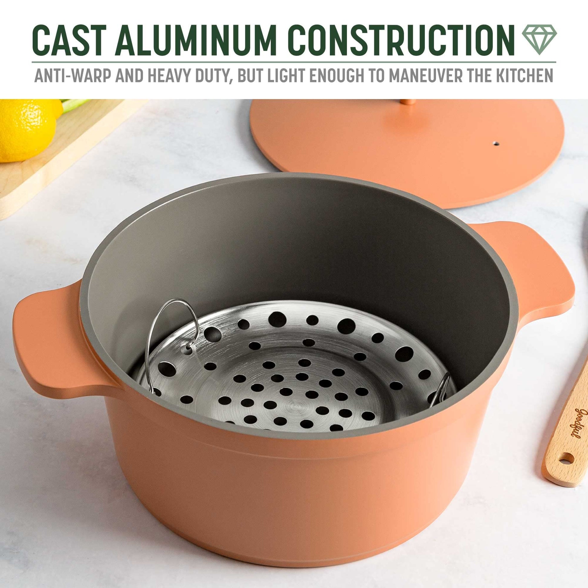 Goodful - Olla todo en uno, antiadherente de revestimiento múltiple, horno holandés fundido de alto rendimiento con tapa a juego, estante para asar y volteador, hecha sin PFOA, utensilios de cocina