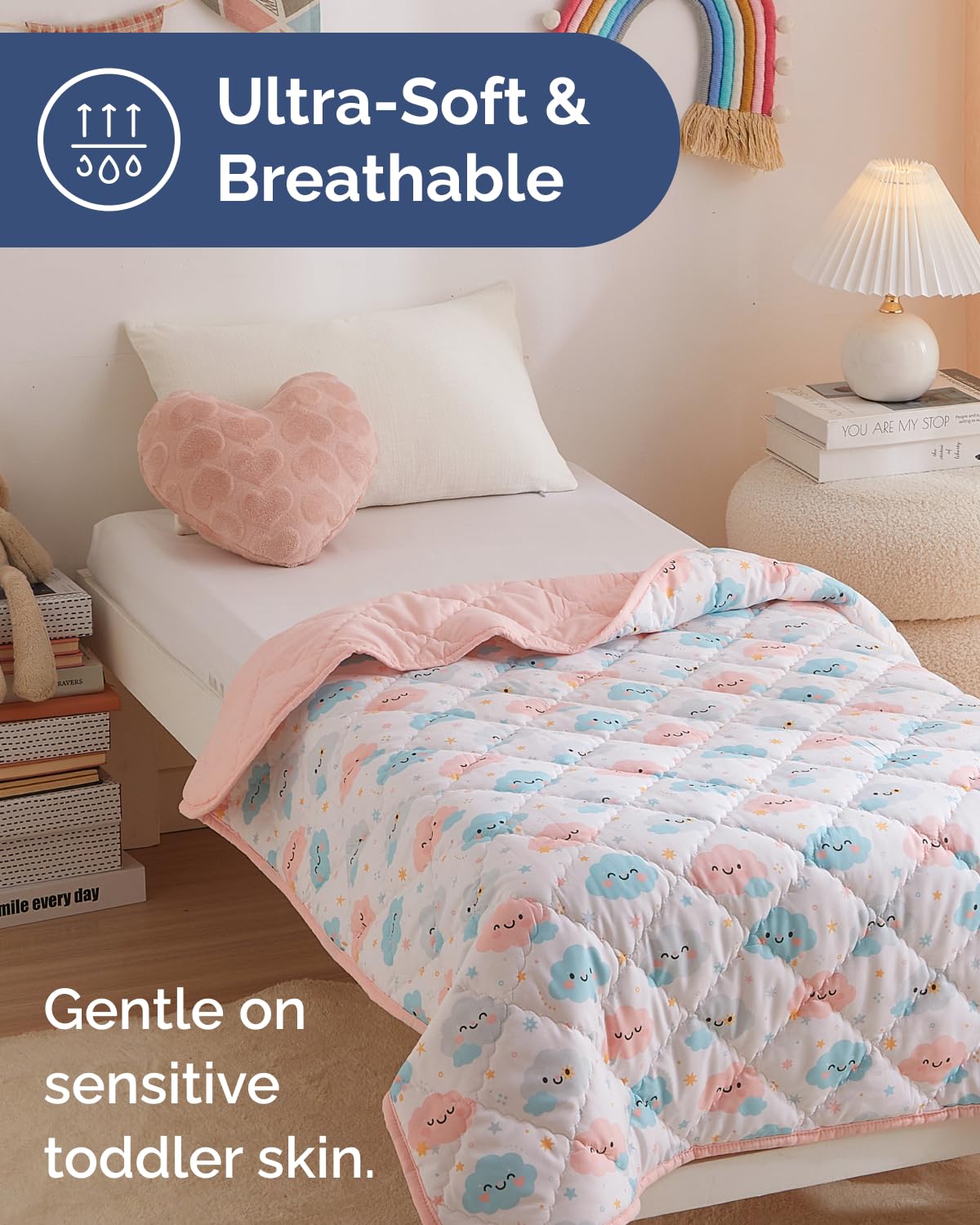 Edredón para niños pequeños, suave, ligero, manta para todas las estaciones, para niños y niñas, ropa de cama acogedora para cuna y cama de niños pequeños, diseño de 39 x 47 pulgadas, 285