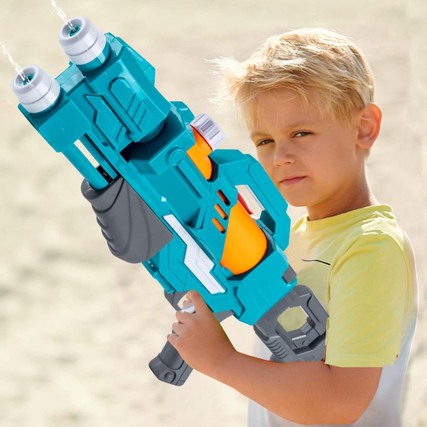 Pistola de Agua SANTSHINE Azul de Alta Capacidad con Dos Boquillas para Niños y Adultos